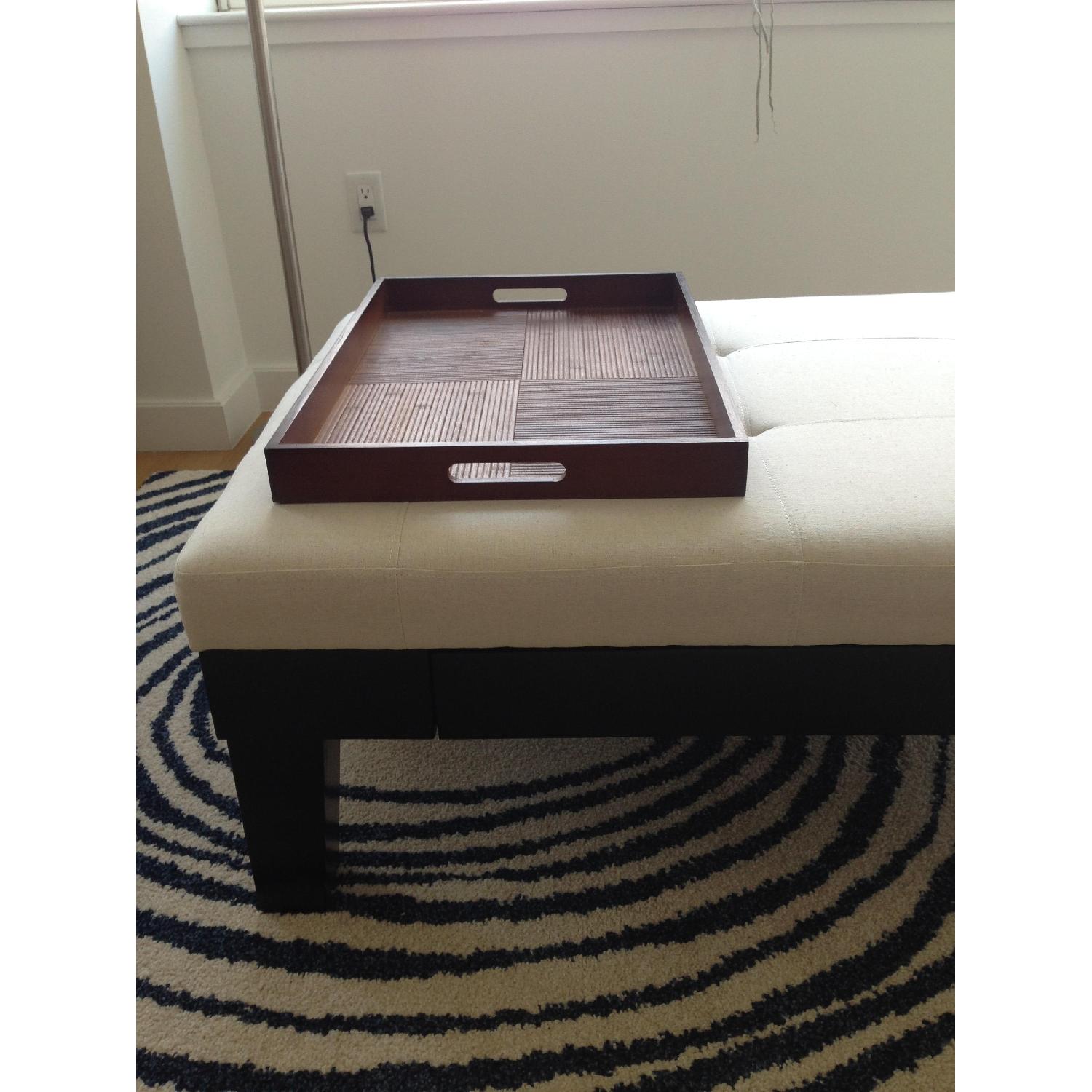 Ottoman Coffee Table w/ Bamboo Wood Serving Tray - image-6