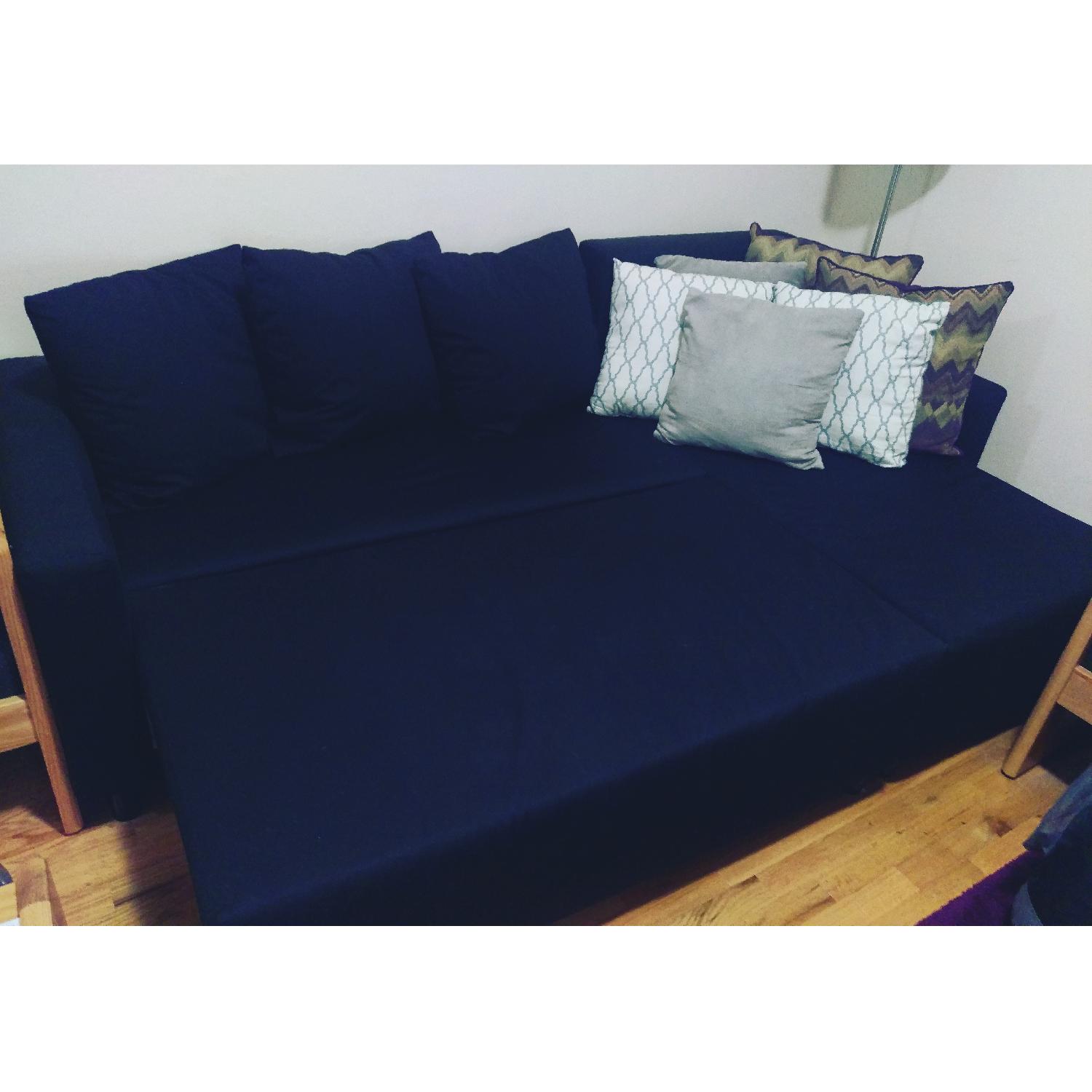 Ikea Lugnvik Sofa Bed w/ Chaise & Pillows AptDeco