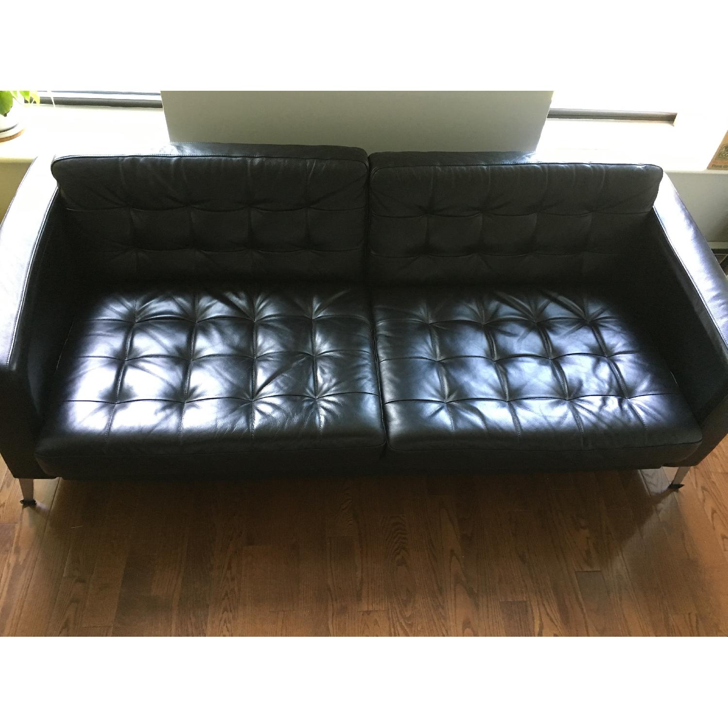 Ikea Landskrona Mid-Century Style Black Leather Sofa - image-1