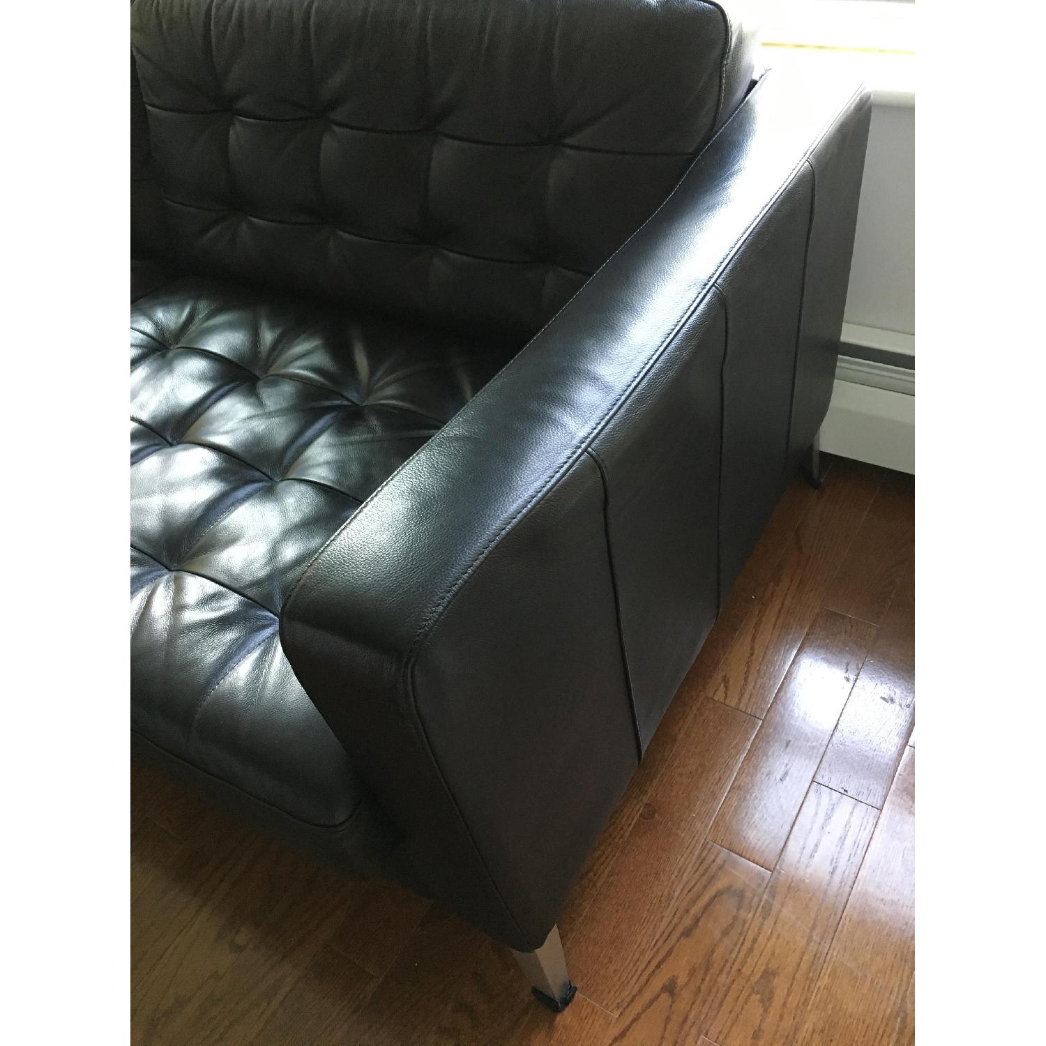 Ikea Landskrona Mid Century Style Black Leather Sofa For Sale On