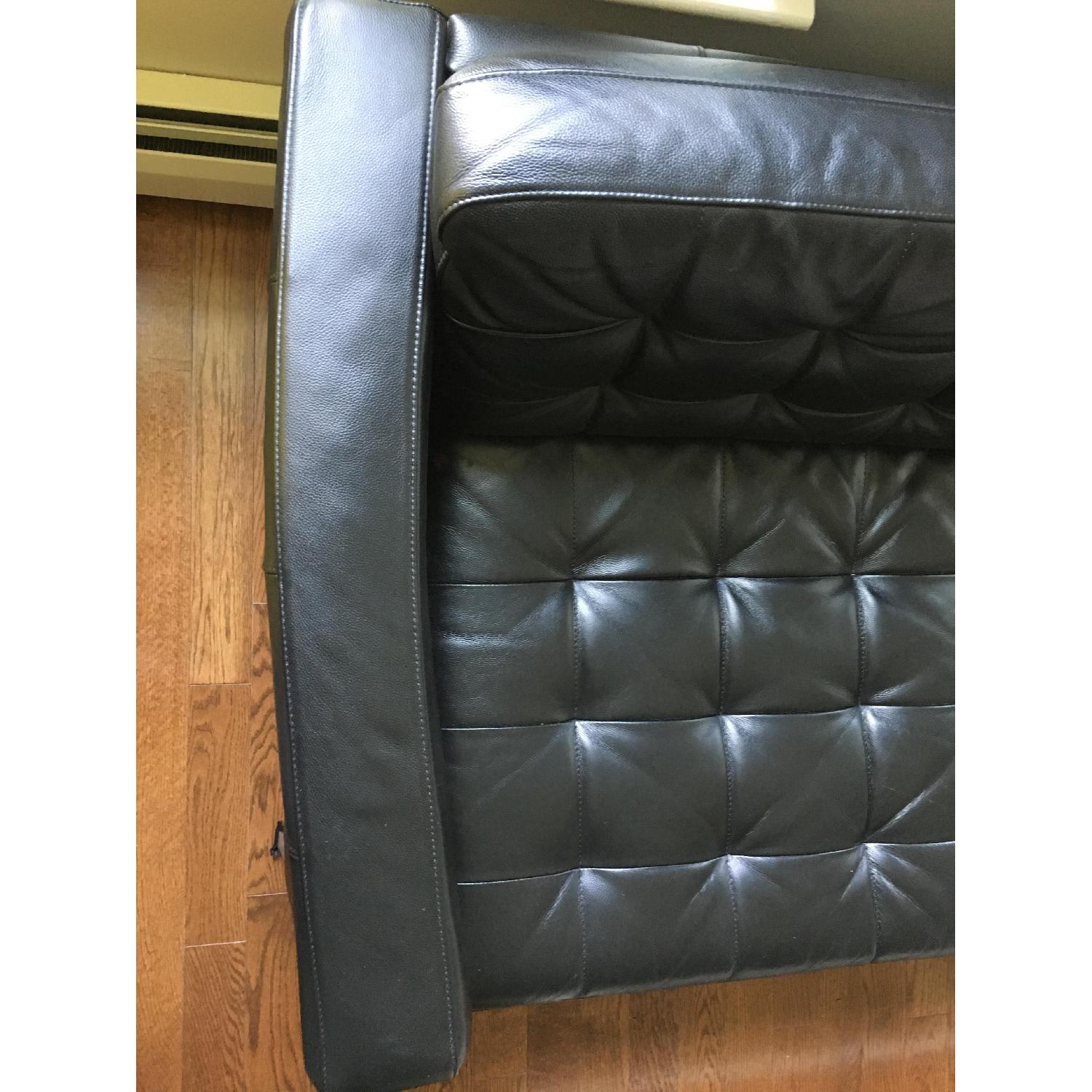 Ikea Landskrona Mid-Century Style Black Leather Sofa - image-6
