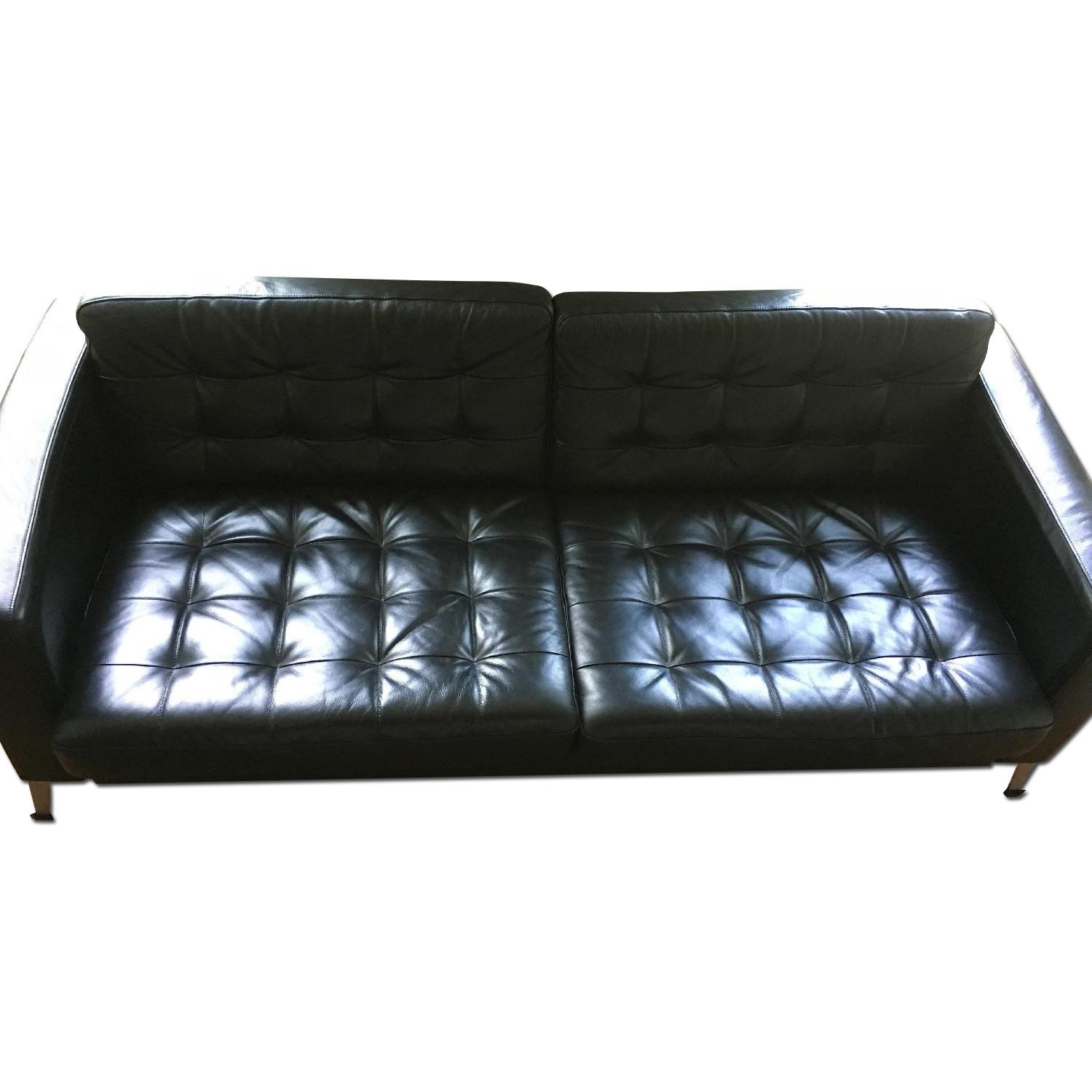 Ikea Landskrona Mid-Century Style Black Leather Sofa - image-0