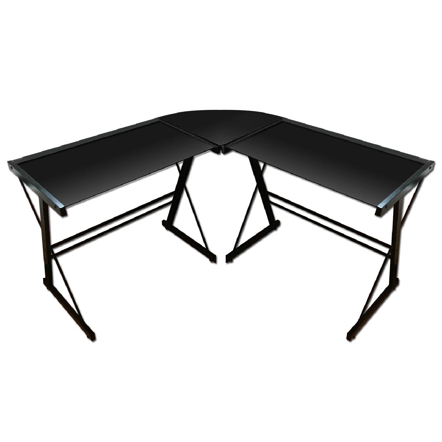 L Shape Desk w/ Glass Top - image-0