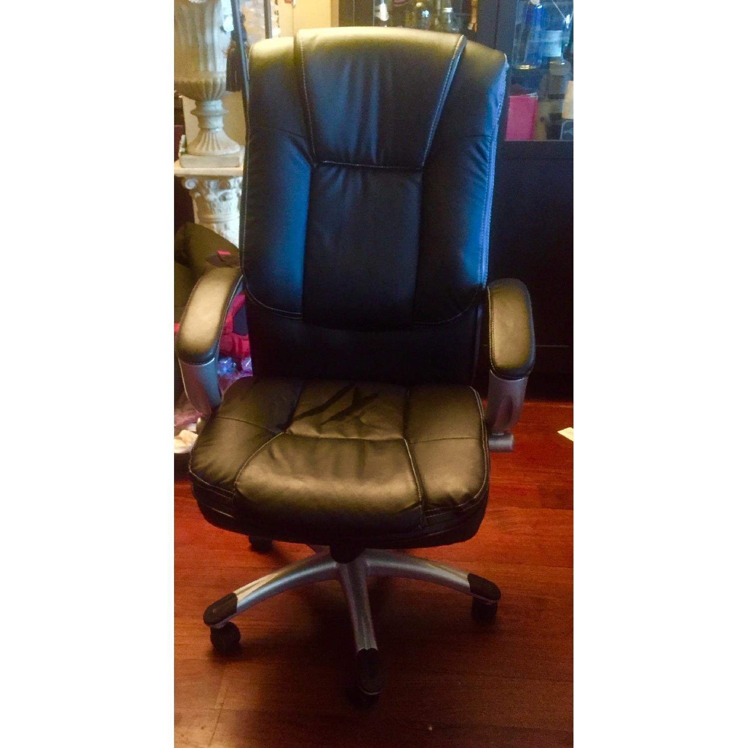 Monarch Specialties Faux Leather Office Chair in Black - image-2