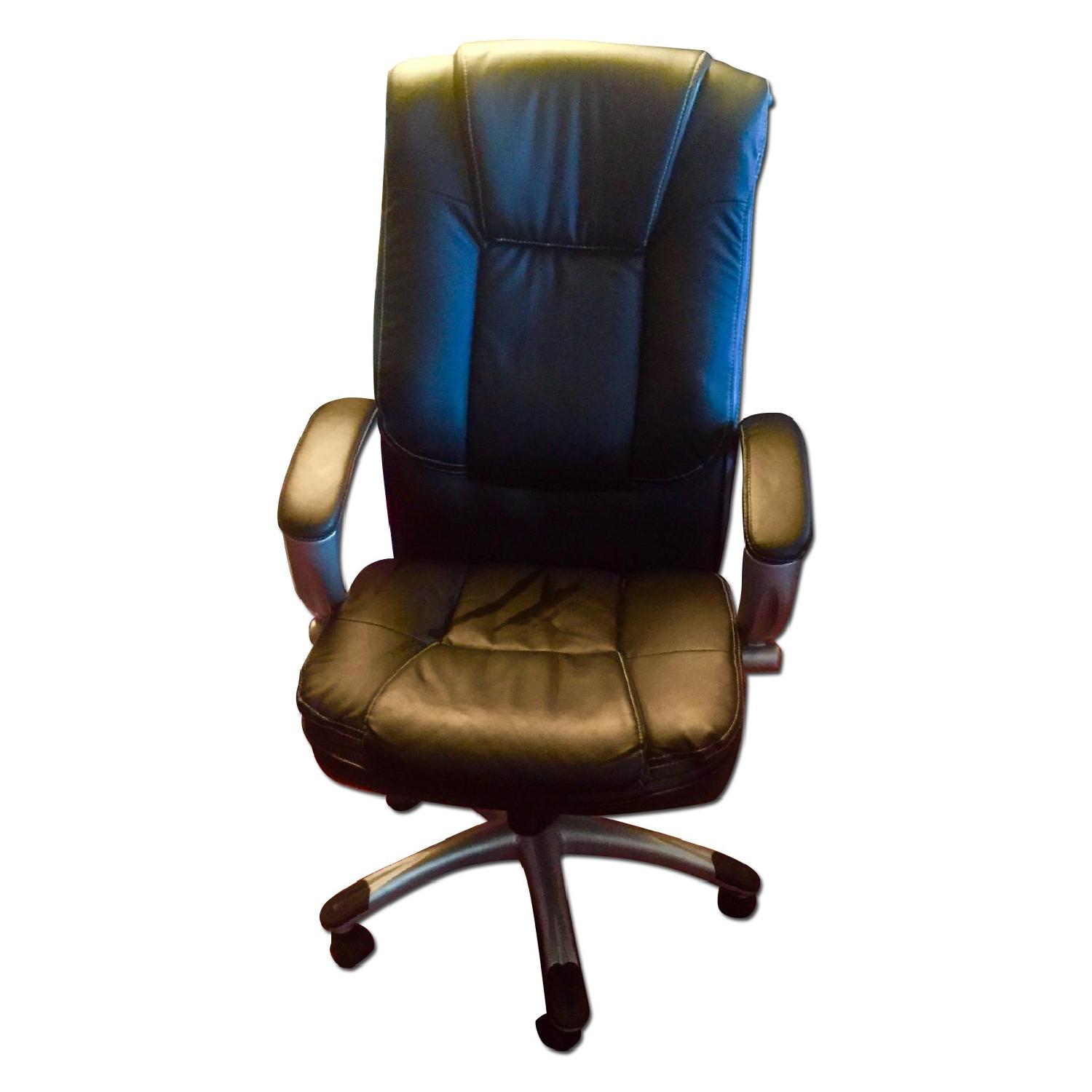Monarch Specialties Faux Leather Office Chair in Black - image-0