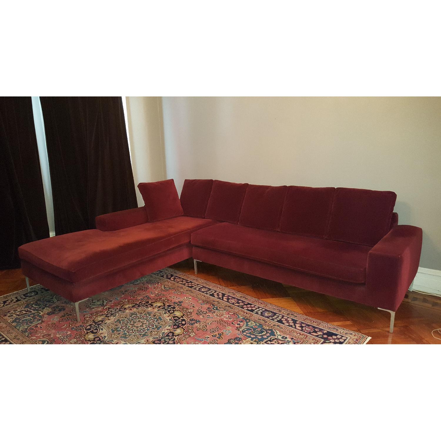 ABC Carpet & Home Maroon Sectional Sofa - image-2