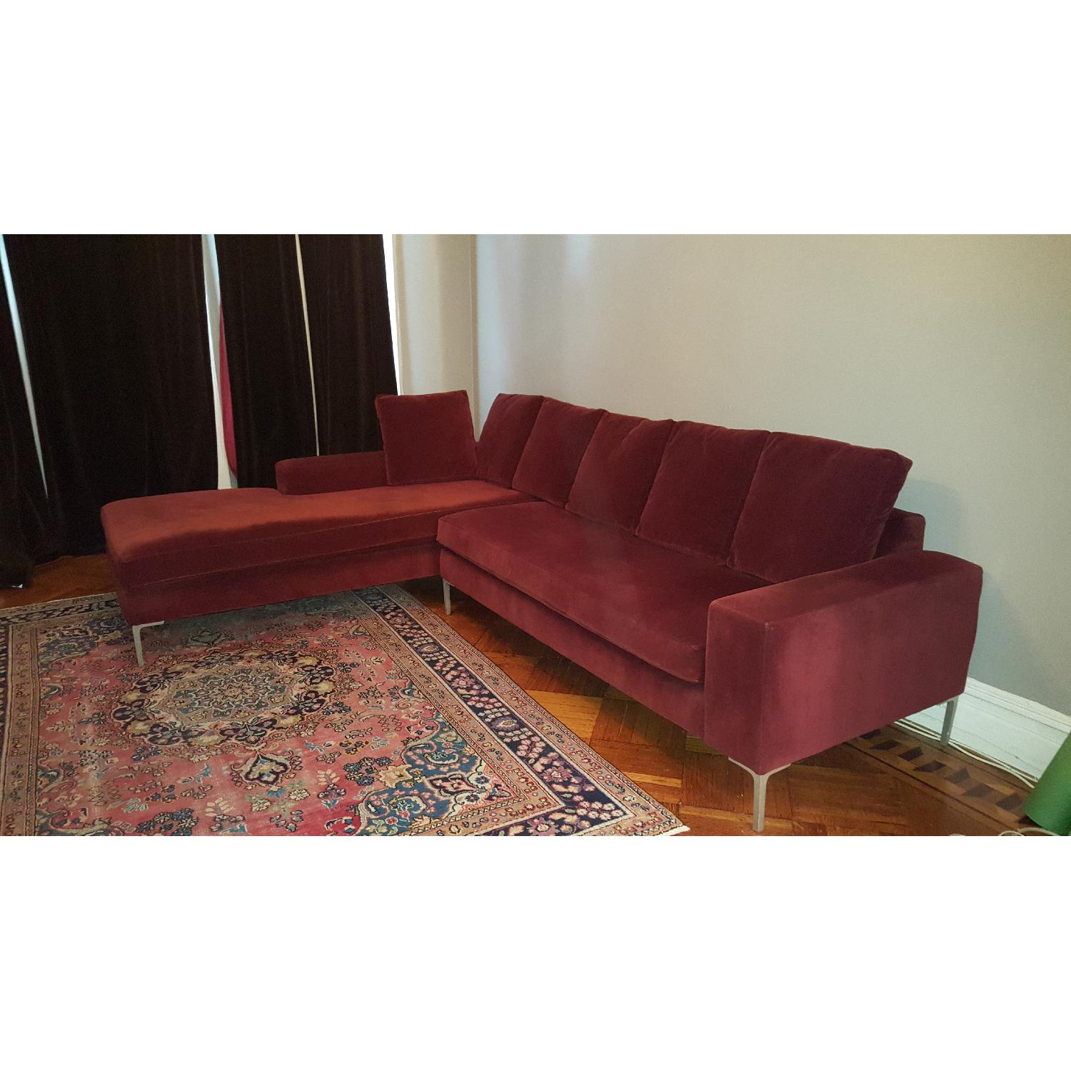 ABC Carpet & Home Maroon Sectional Sofa - image-3