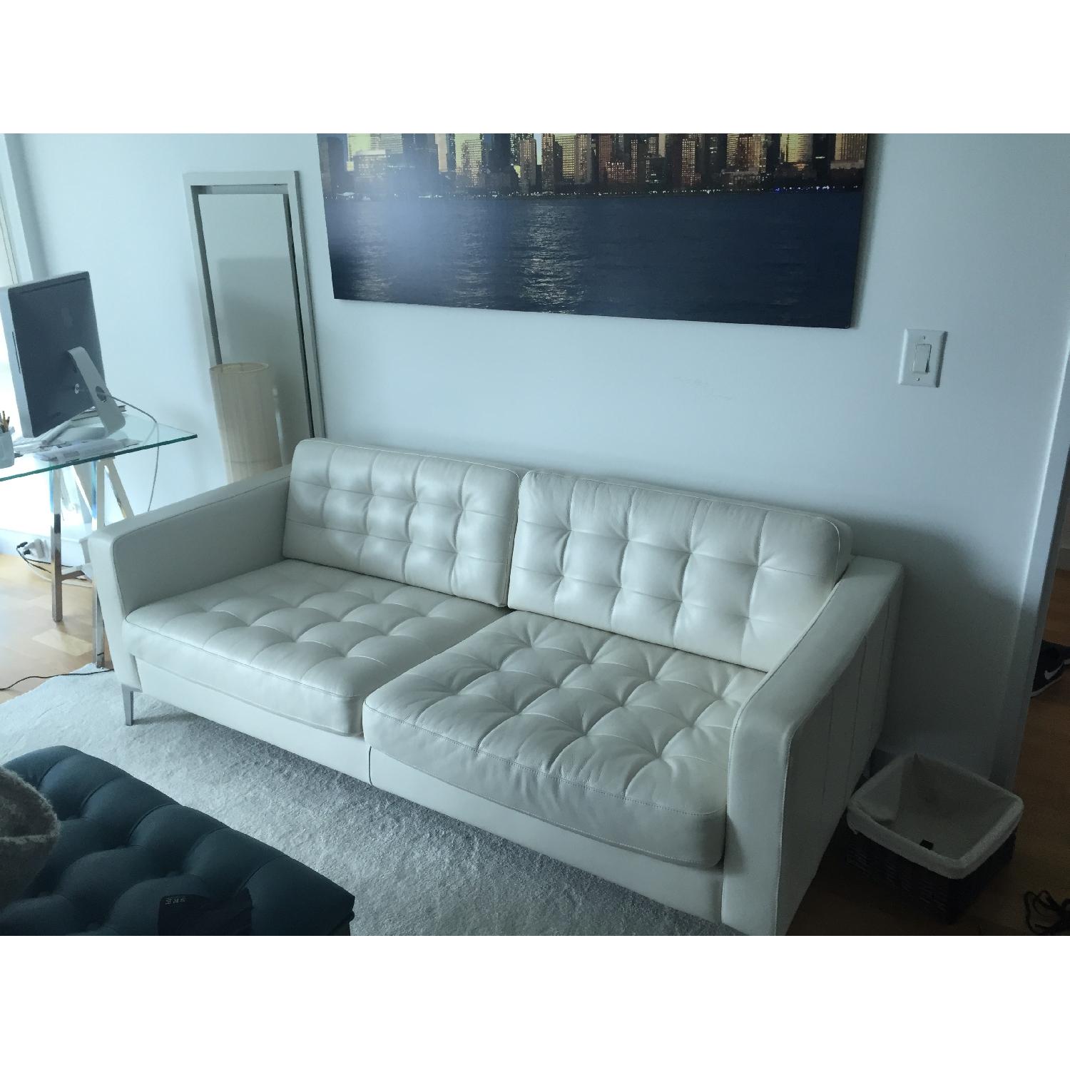 Ikea White Leather Sofa - image-1