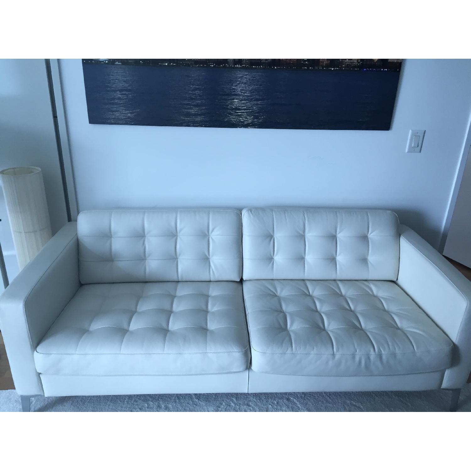 Ikea White Leather Sofa - image-2