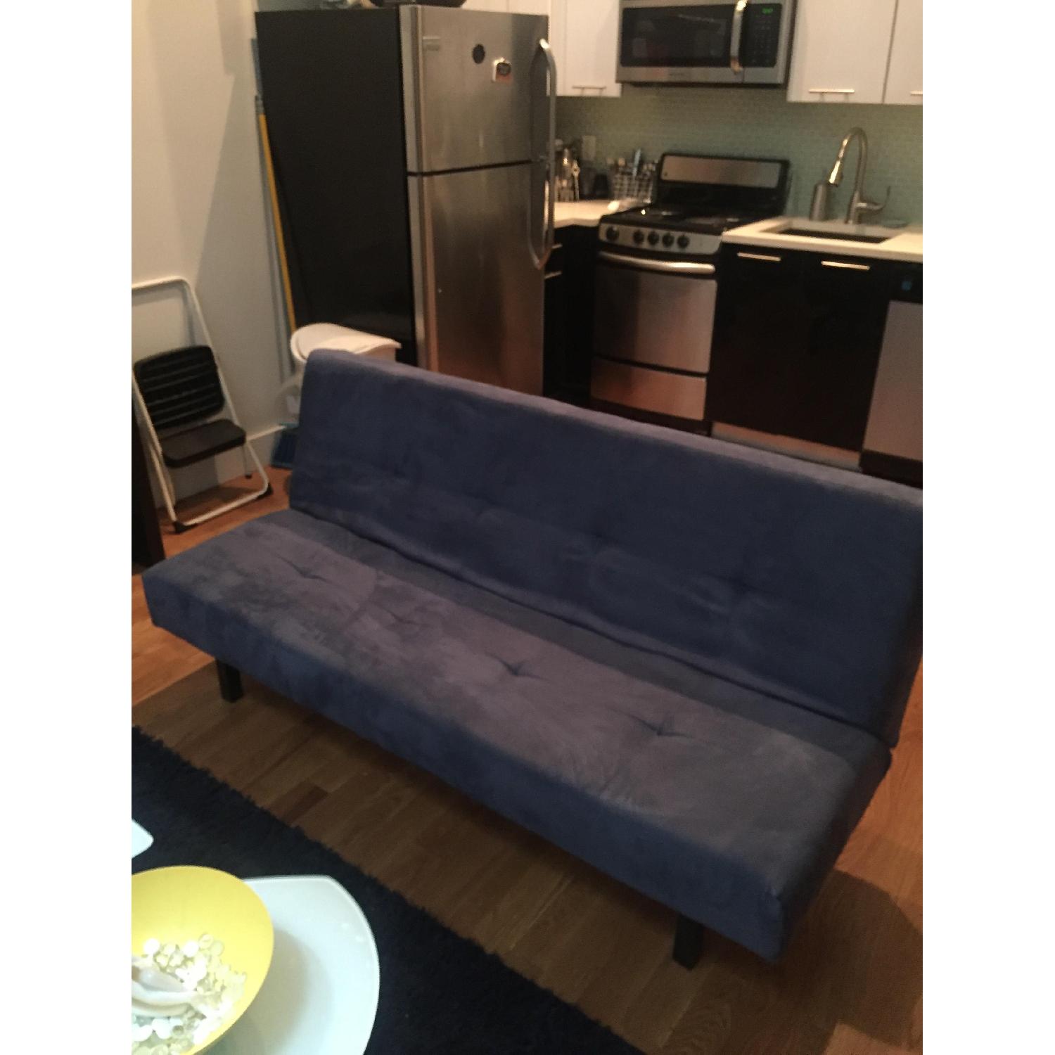 Ikea Blue Microsuede Futon - image-1