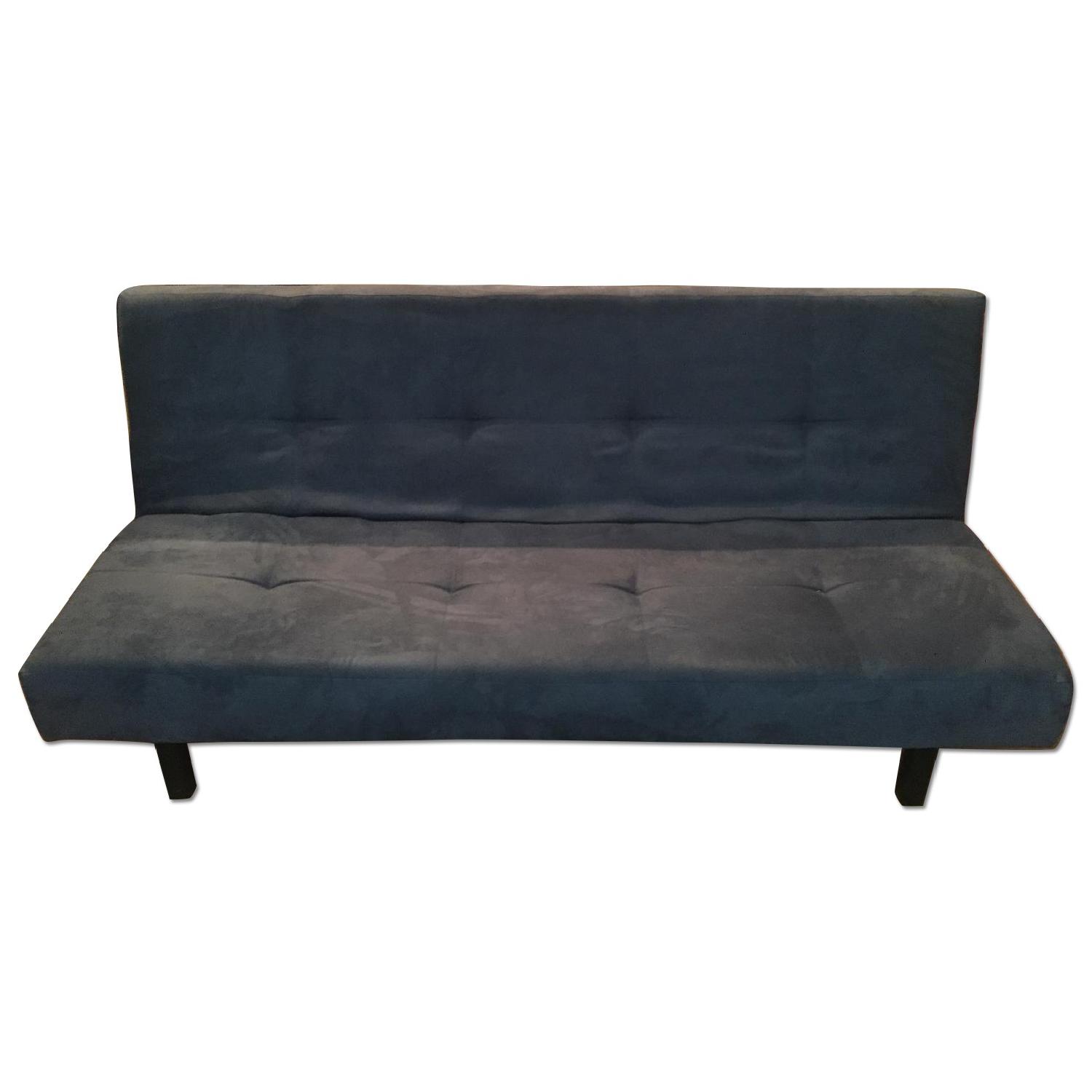 Ikea Blue Microsuede Futon - image-0