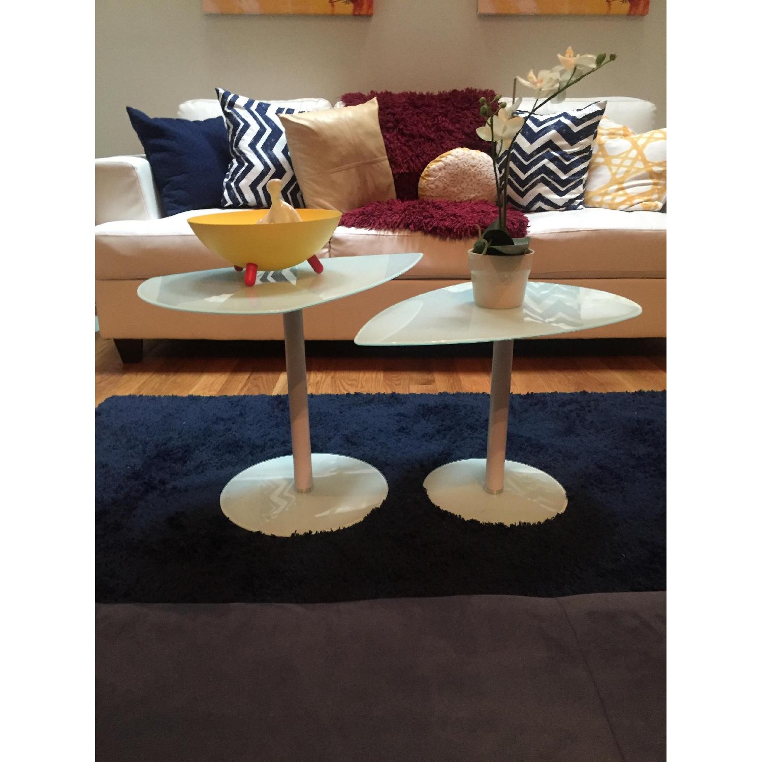 White Glass Nesting Tables - image-2