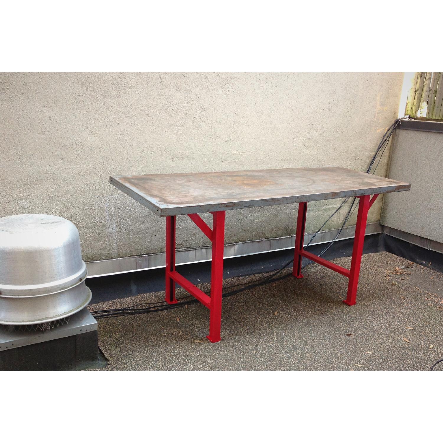 Vintage Industrial Steel Table/Workbench - image-1