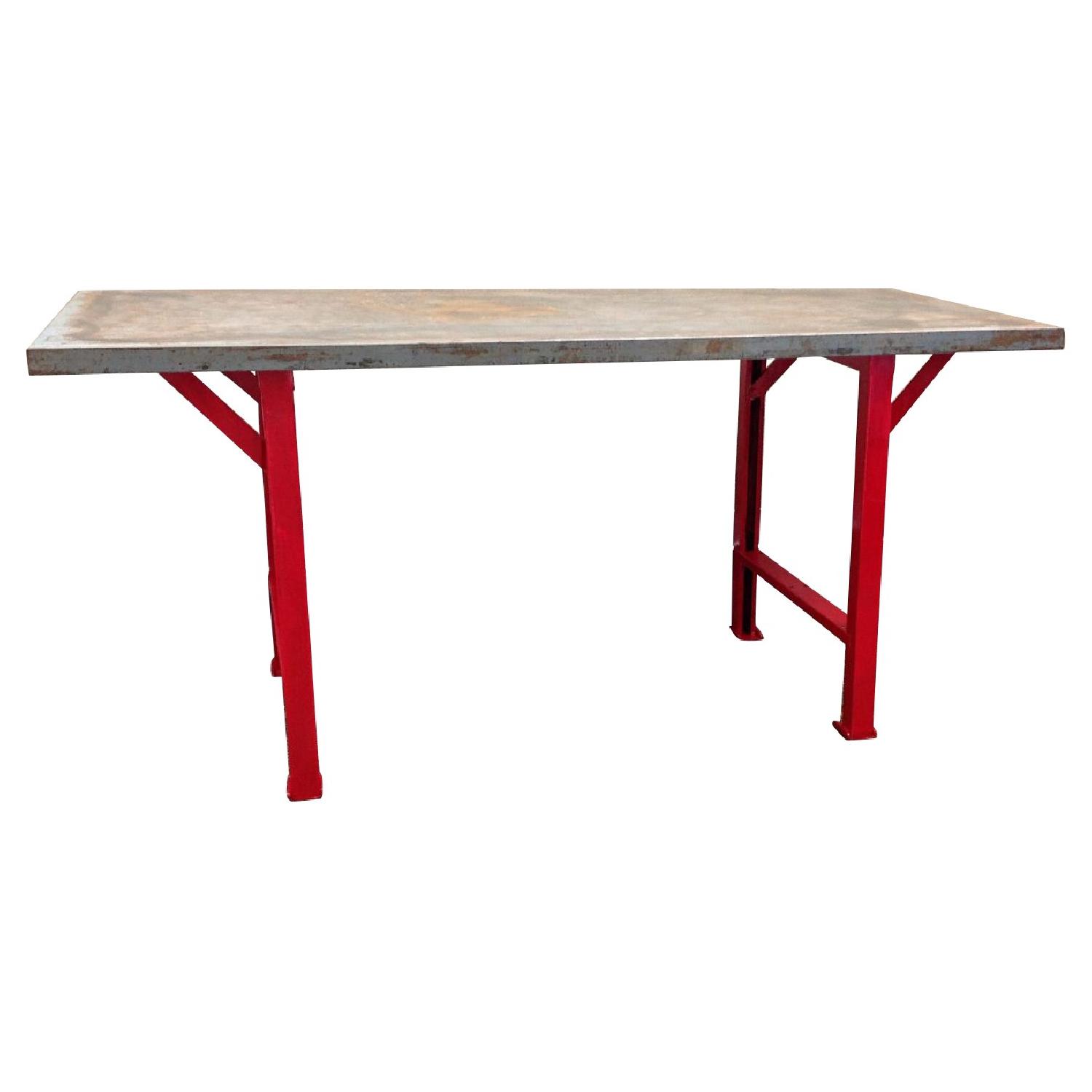 Vintage Industrial Steel Table/Workbench - image-0
