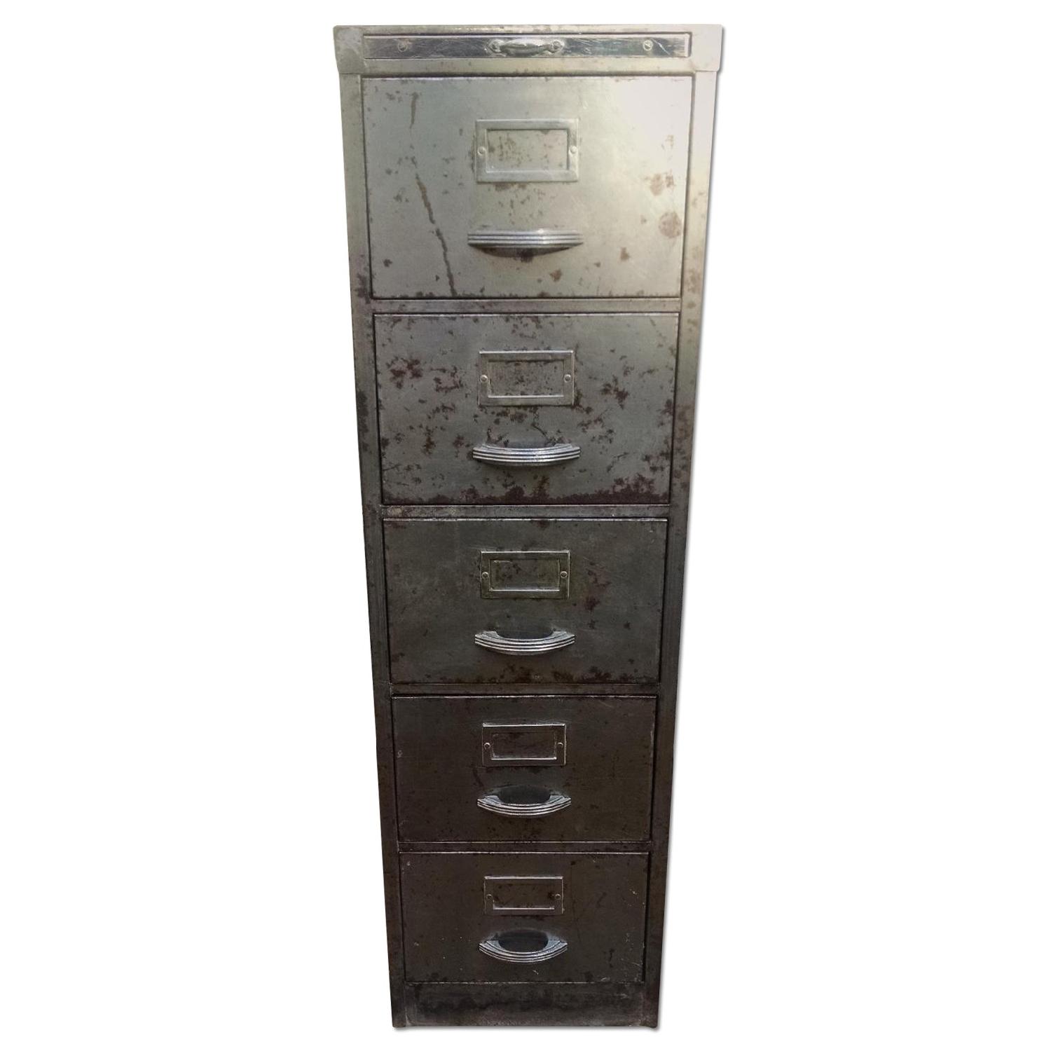 Vintage Industrial 5 Drawer Steel Cabinet - image-0