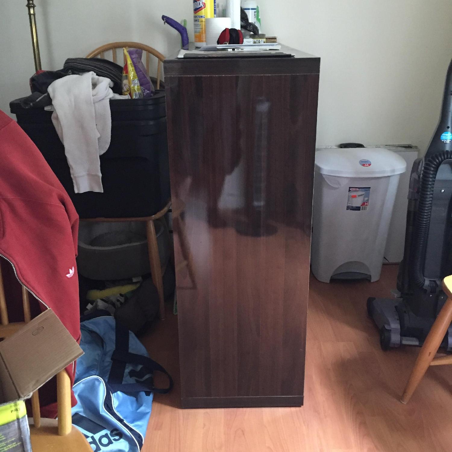 Modern Home Bar w/ Two Glass Shelves & Wine Glass Racks - image-3