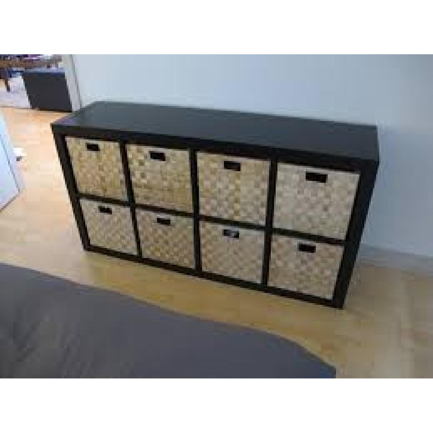 Ikea Black-Brown Kallax Shelving Unit w/ 2 Baskets - image-1