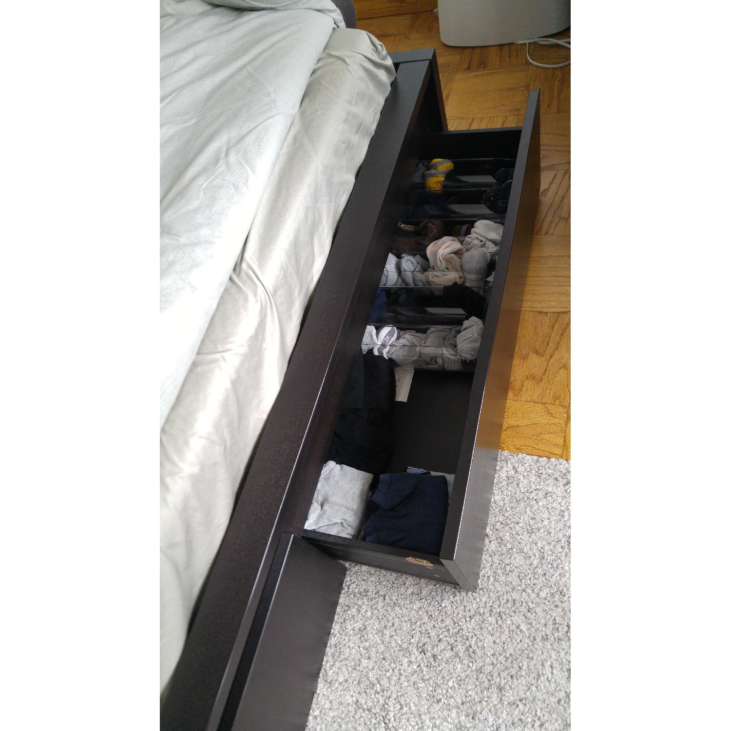 Ikea-Malm High Bed Frame w/ 4 Storage Boxes in Black - image-6