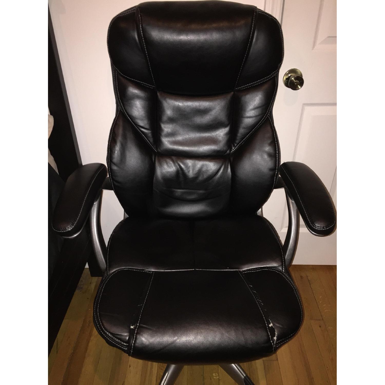 Staples Osgood Leather Office Chair in Black