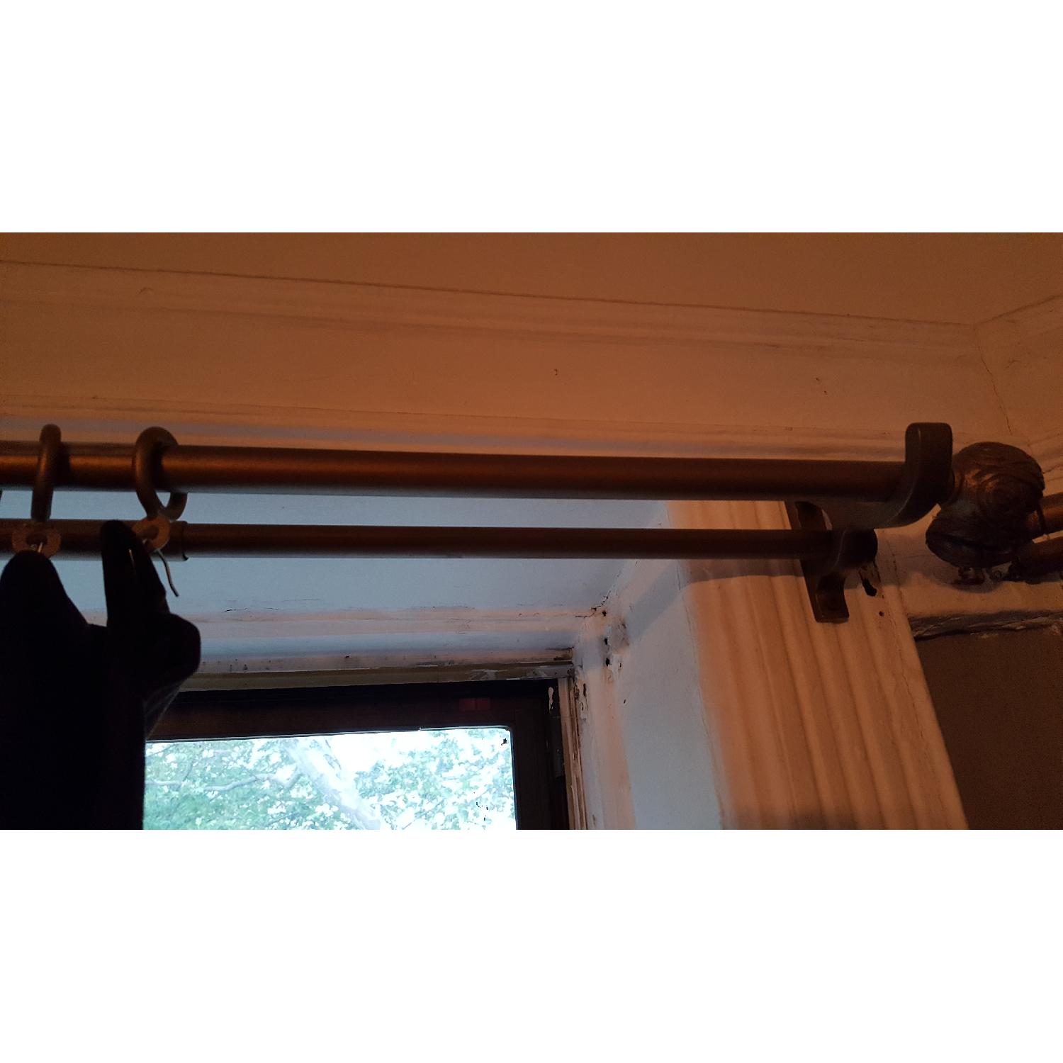 Antique Drapery Rod Co. Bronze Double Curtain Rod - image-1