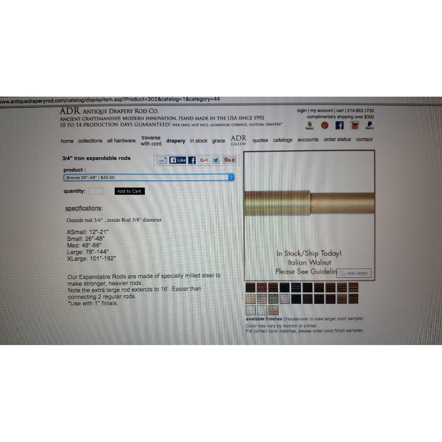 Antique Drapery Rod Co. Bronze Double Curtain Rod - image-5