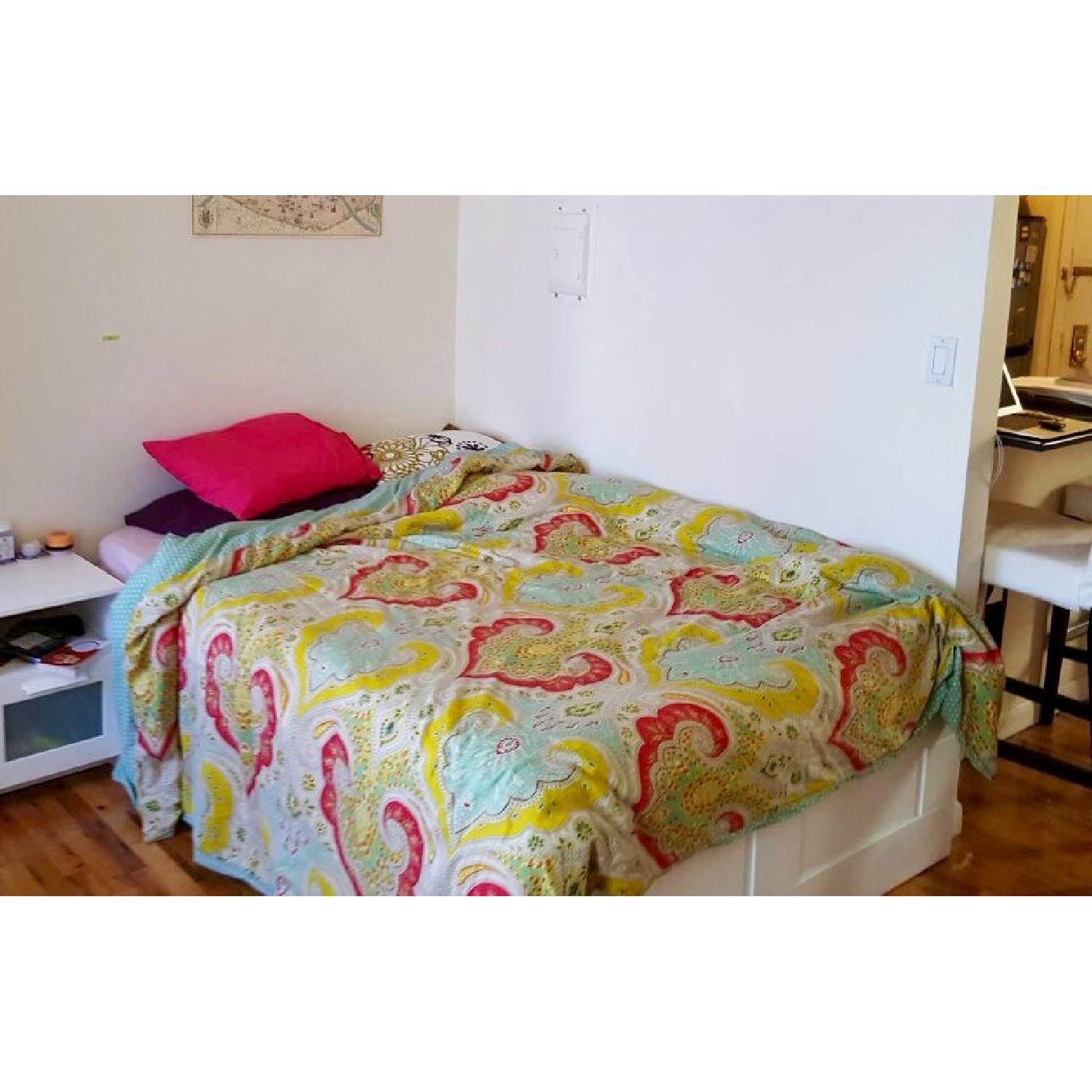 Ikea Full White Bed Frame W/ Lonset Slatted Bed Base - image-1