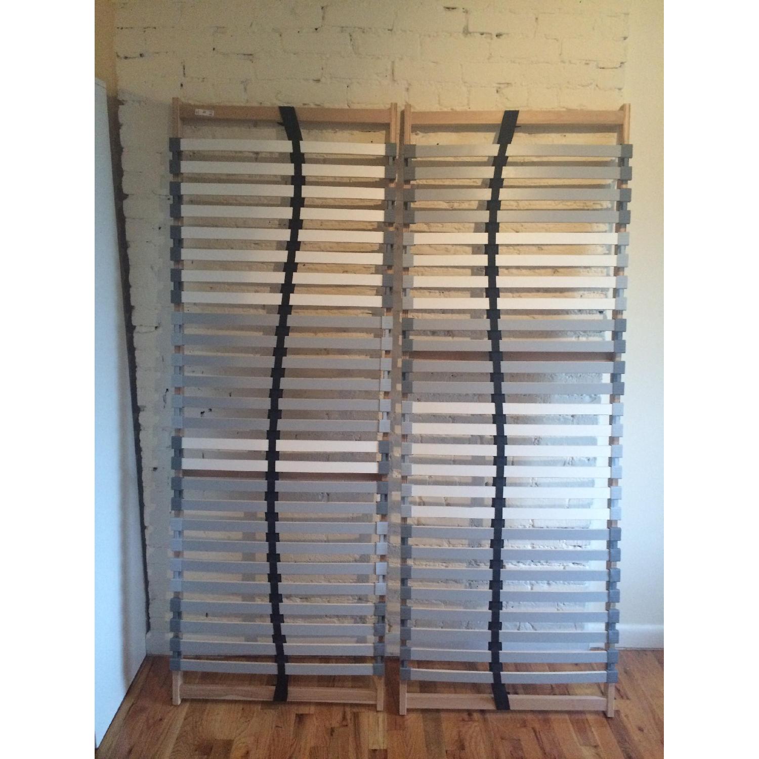 Ikea Full White Bed Frame W/ Lonset Slatted Bed Base - image-3
