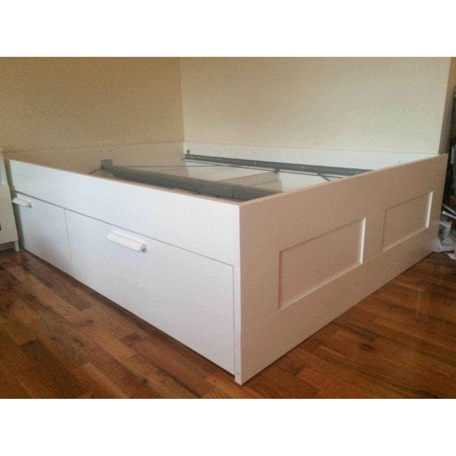 Ikea Full White Bed Frame W/ Lonset Slatted Bed Base - image-5