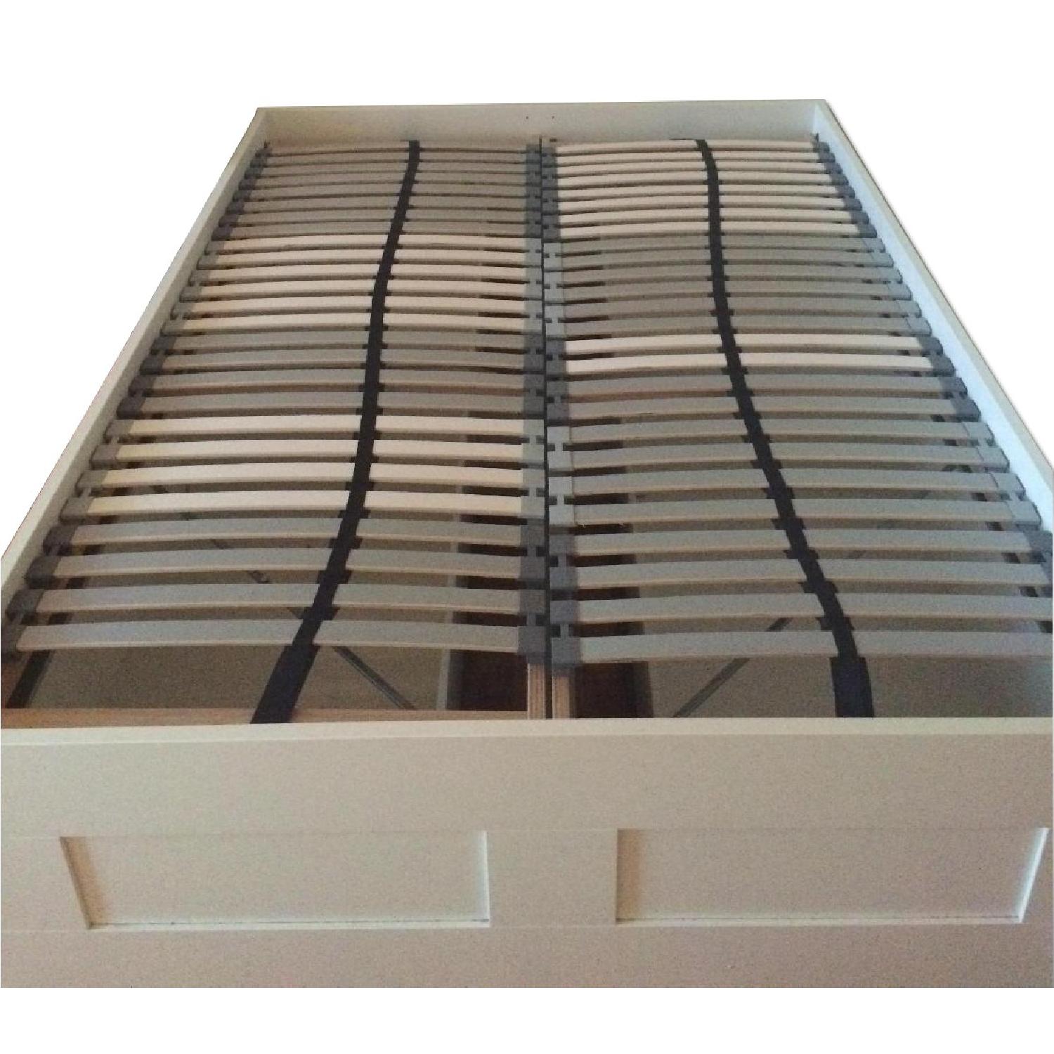 Ikea Full White Bed Frame W/ Lonset Slatted Bed Base - image-0