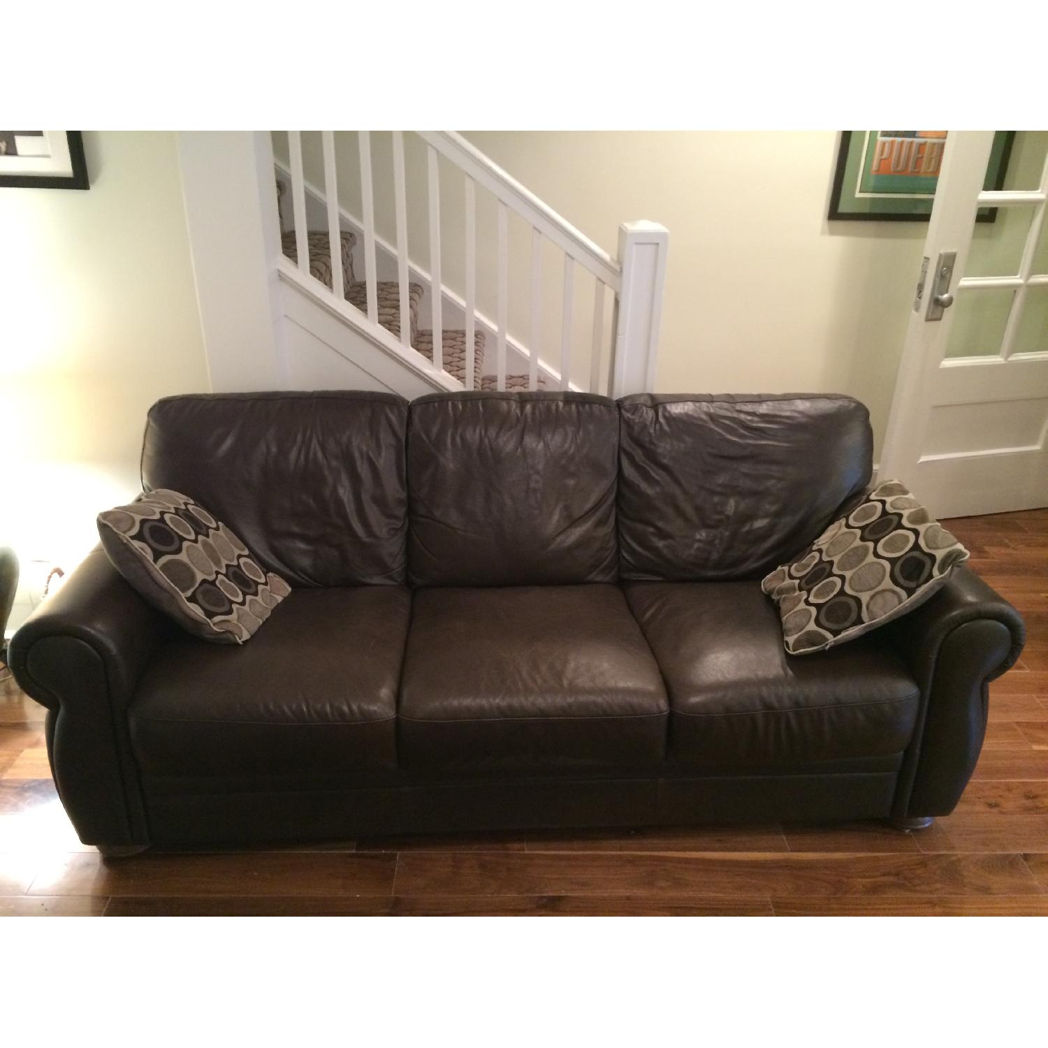 Chateau D'ax Marsala Leather Sofa & Recliner - image-1