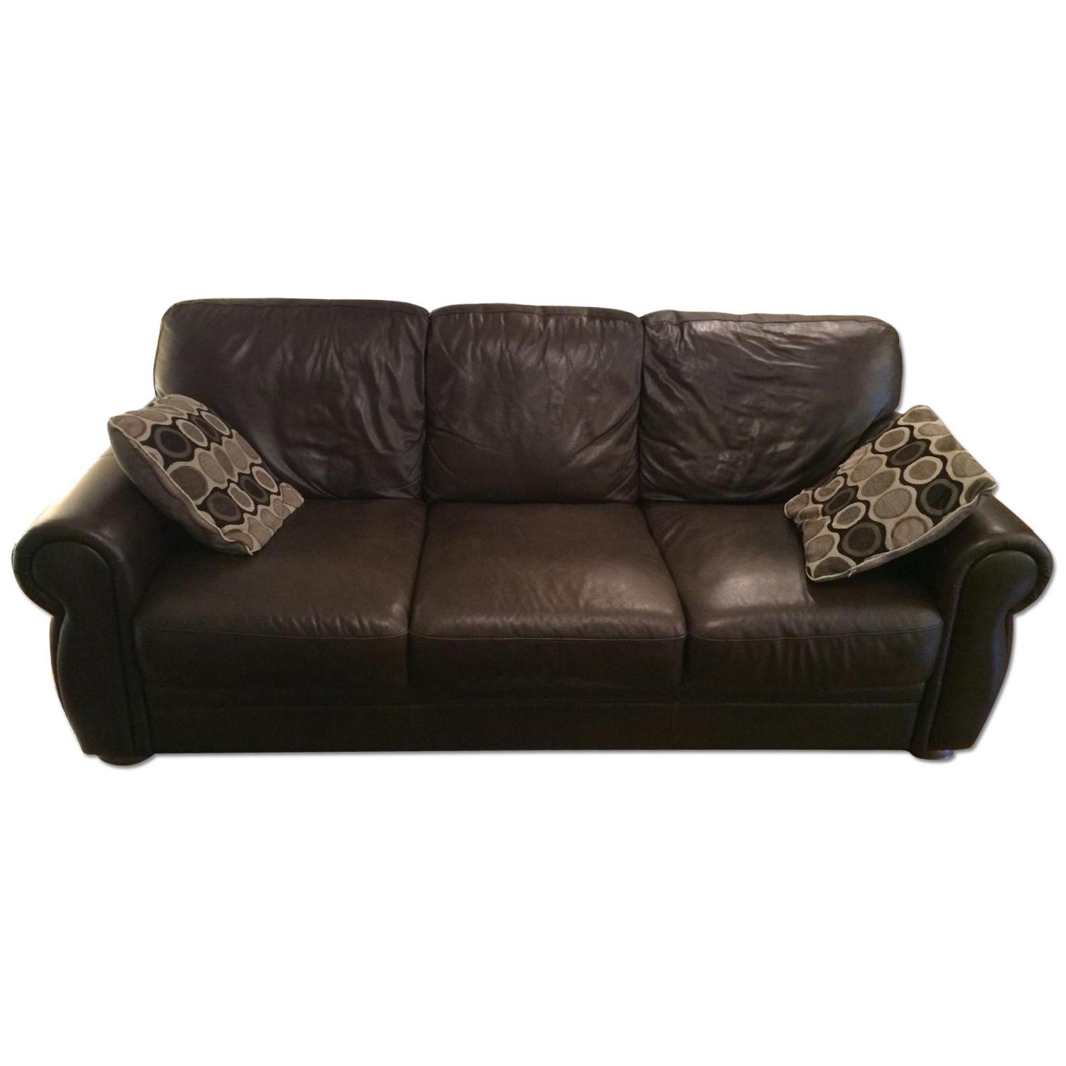 Chateau D'ax Marsala Leather Sofa & Recliner - image-0
