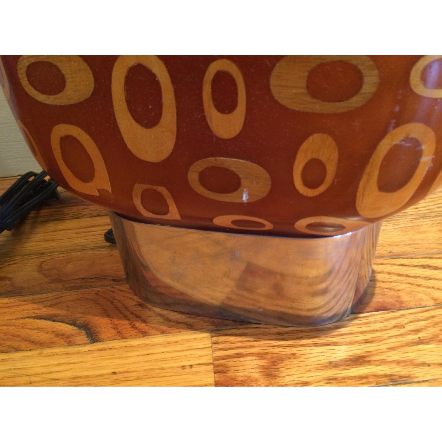 Mid-Century Fiberglass & Wood Inlay Floor Lamp - image-3