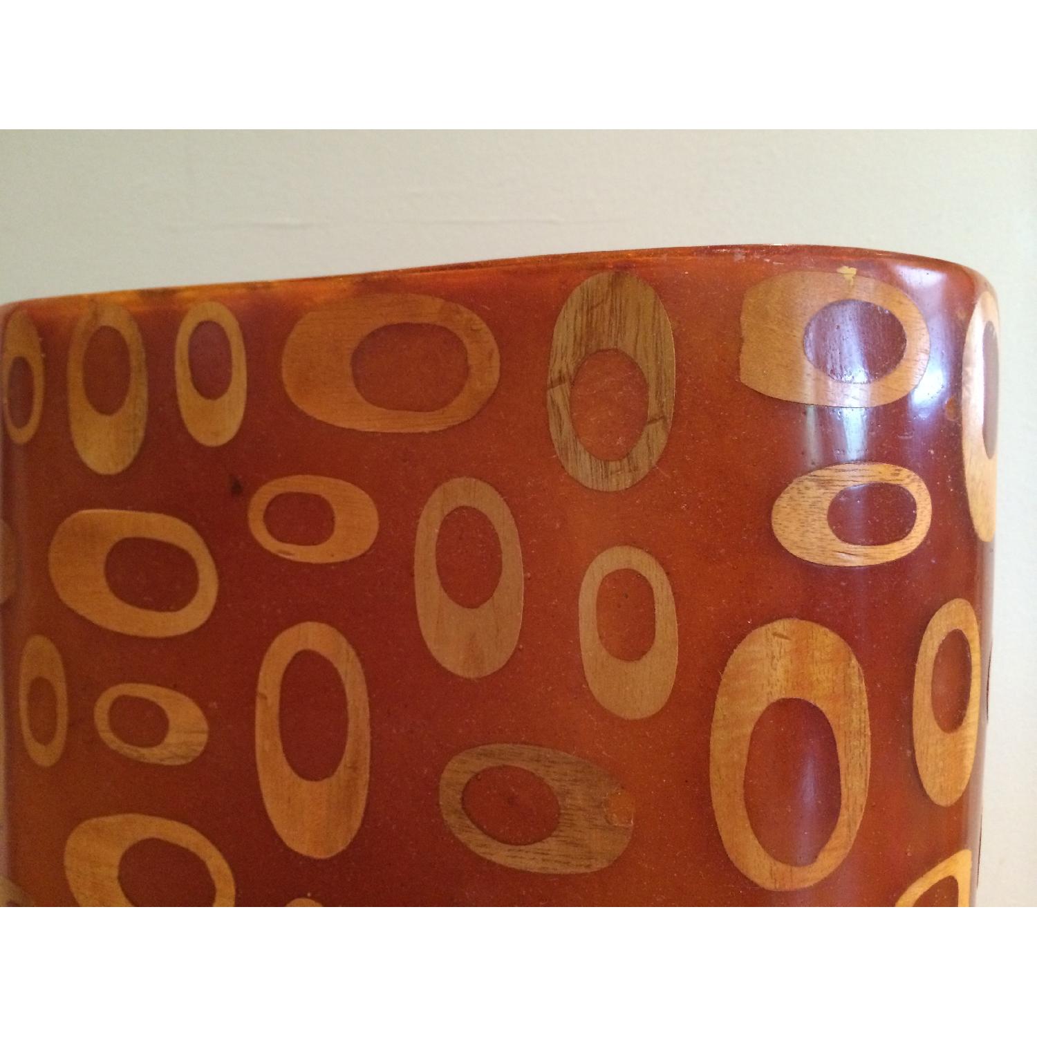 Mid-Century Fiberglass & Wood Inlay Floor Lamp - image-4