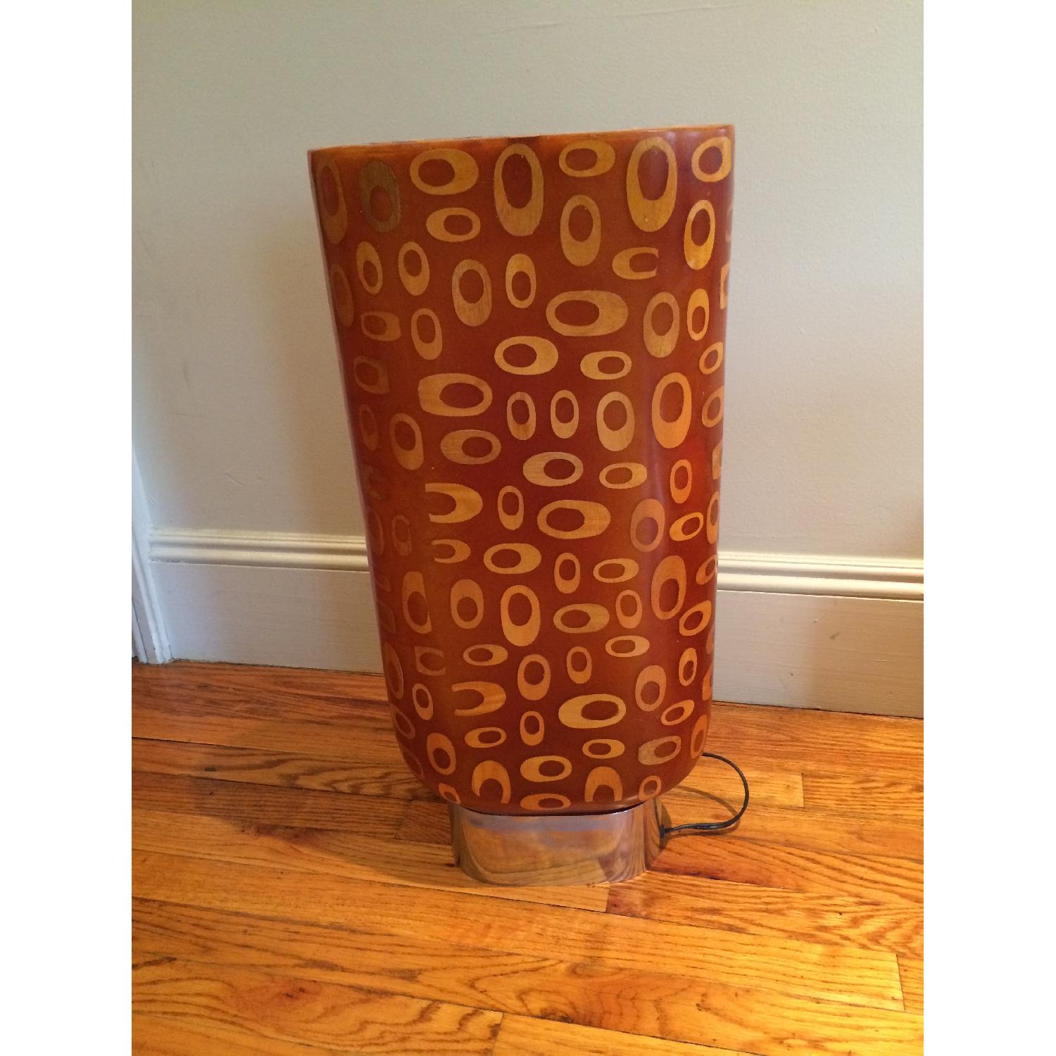 Mid-Century Fiberglass & Wood Inlay Floor Lamp - image-7