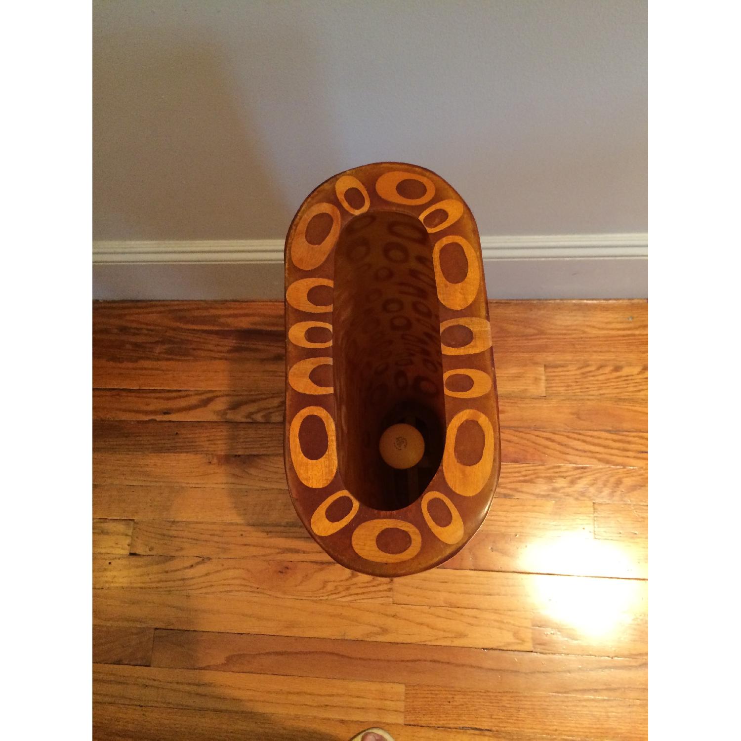 Mid-Century Fiberglass & Wood Inlay Floor Lamp - image-8