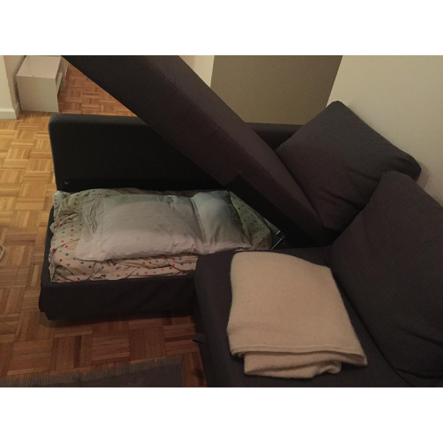 Ikea Friheten Sofa Bed w/ Chaise in Dark Grey - image-2