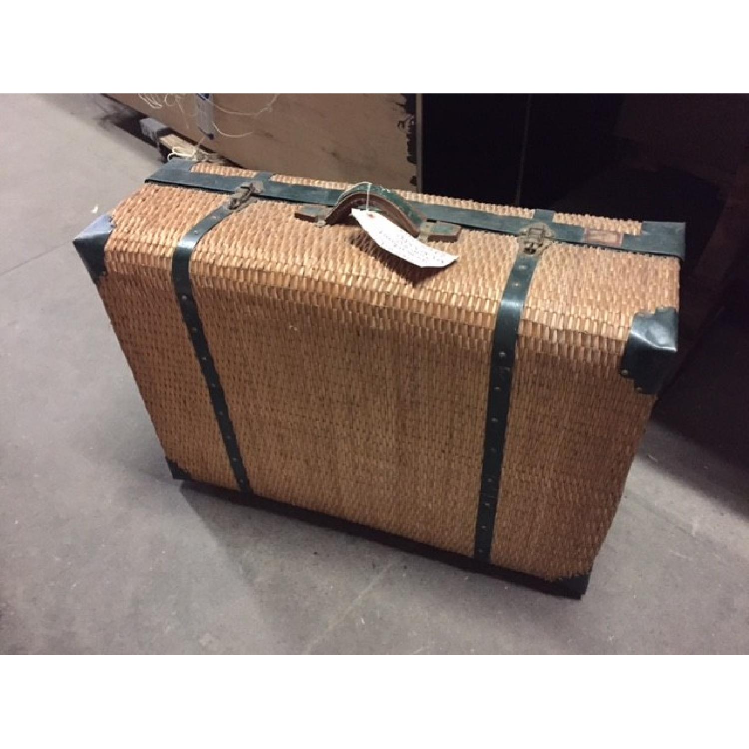 Antique Japanese Wicker Suitcase - image-1
