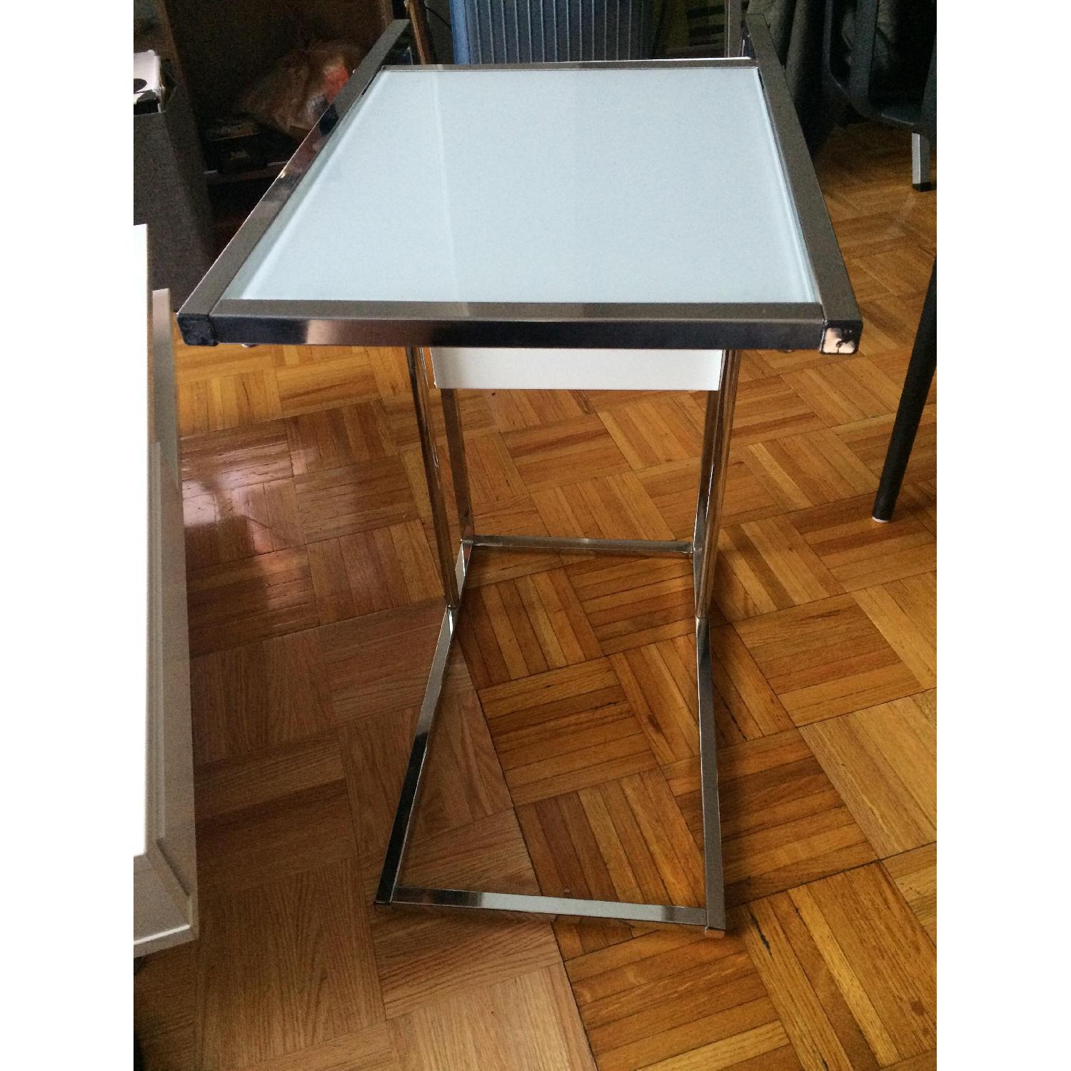 Modern Glass End Table w/ Magazine Rack - image-1