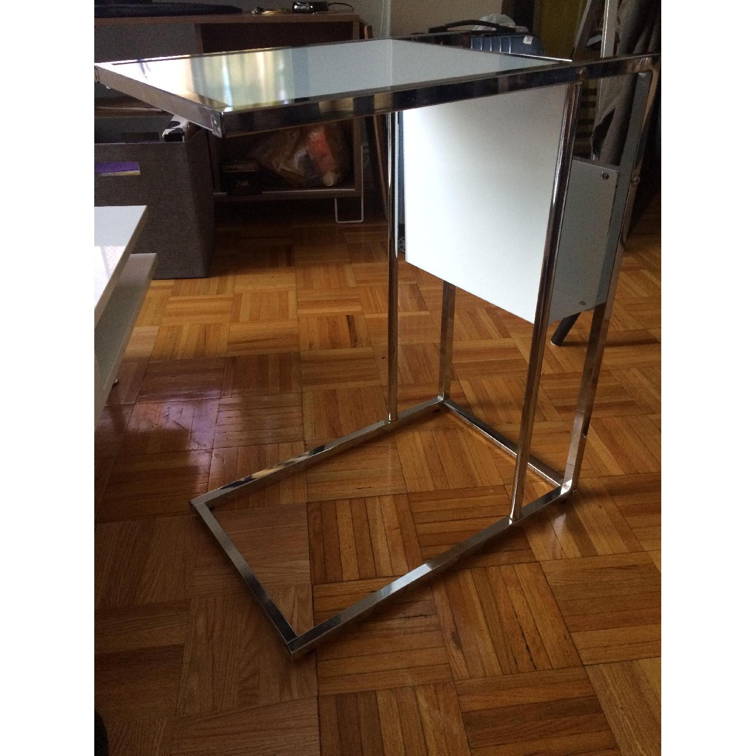 Modern Glass End Table w/ Magazine Rack - image-2