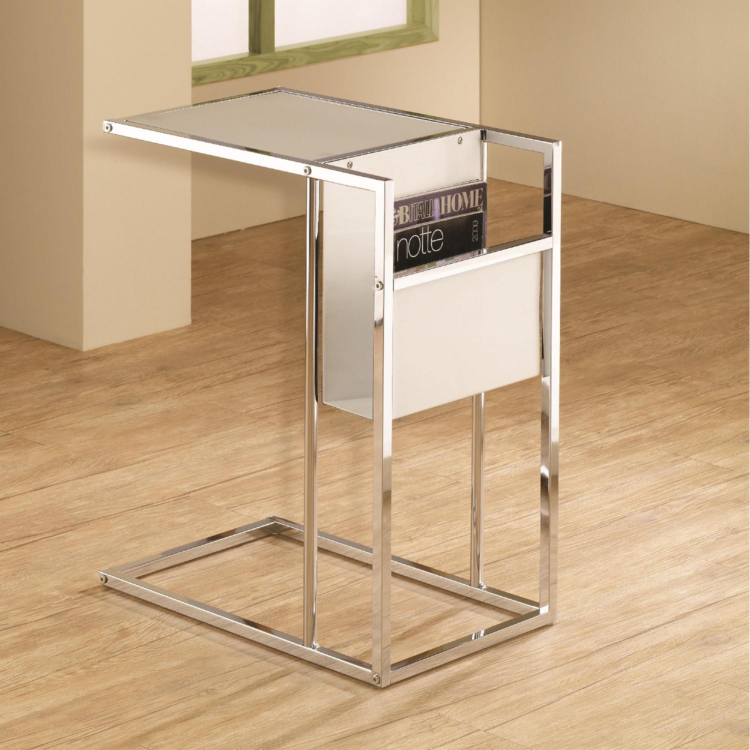 Modern Glass End Table w/ Magazine Rack - image-3