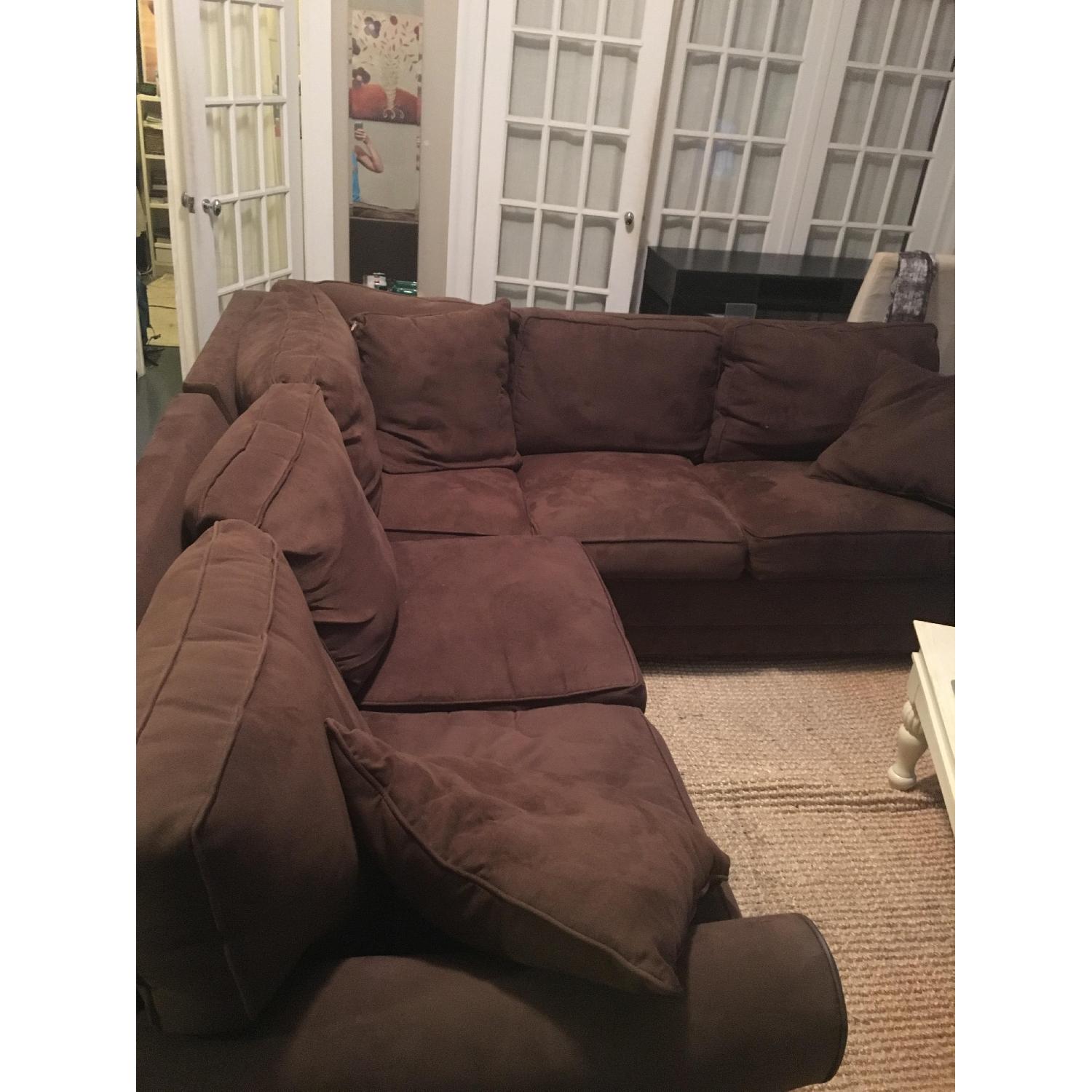 H M Richards Fresno Brown Microfiber L Shaped Sleeper Sofa Aptdeco