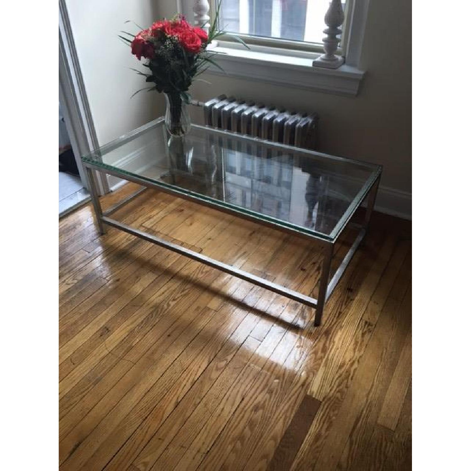 Crate & Barrel Era Rectangular Glass Coffee Table - image-1
