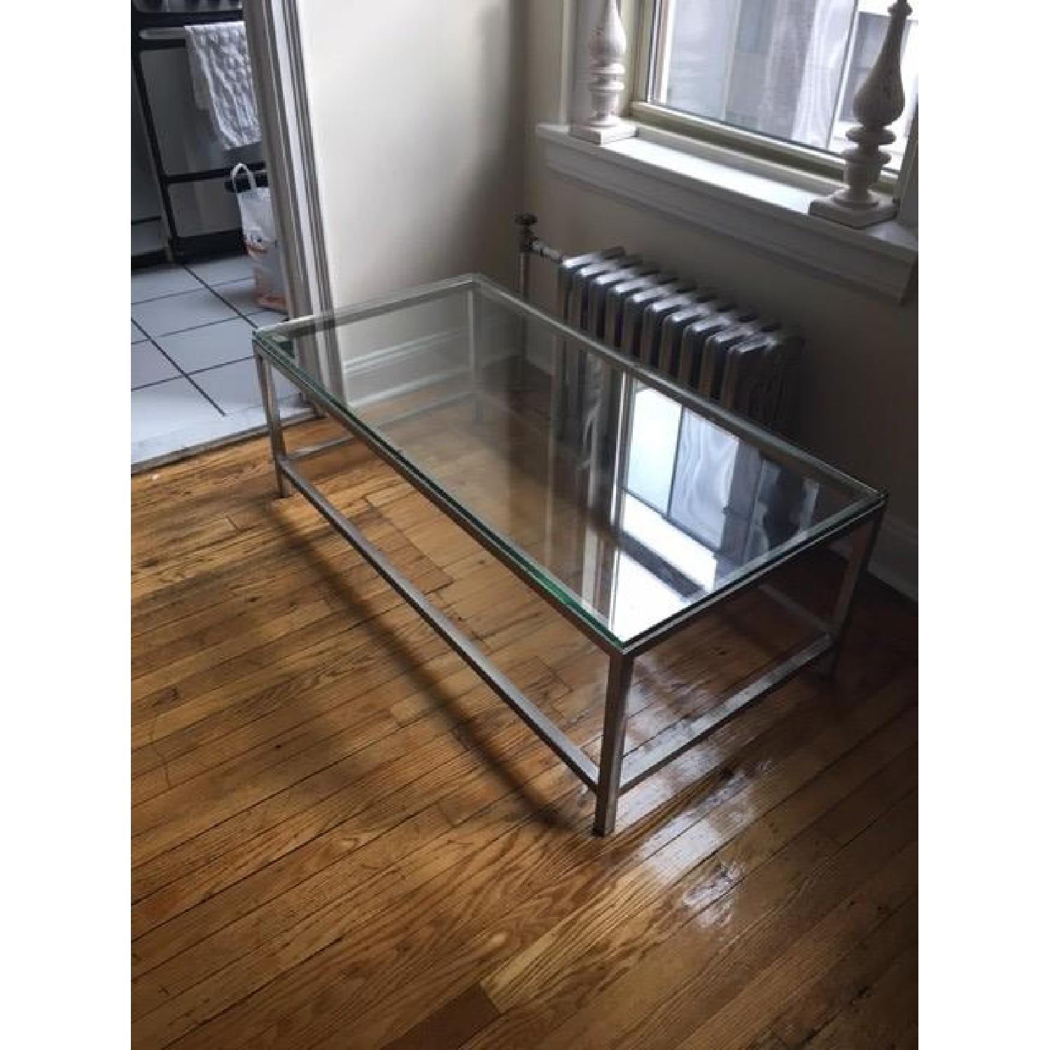 Crate & Barrel Era Rectangular Glass Coffee Table - image-2