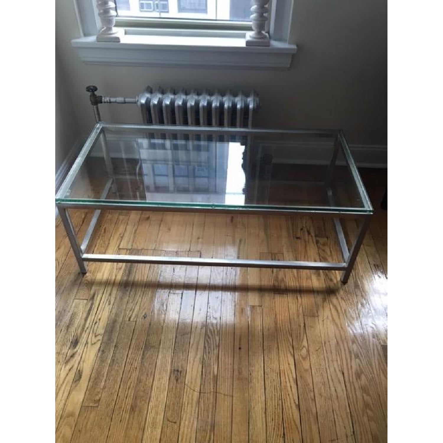 Crate & Barrel Era Rectangular Glass Coffee Table - image-3