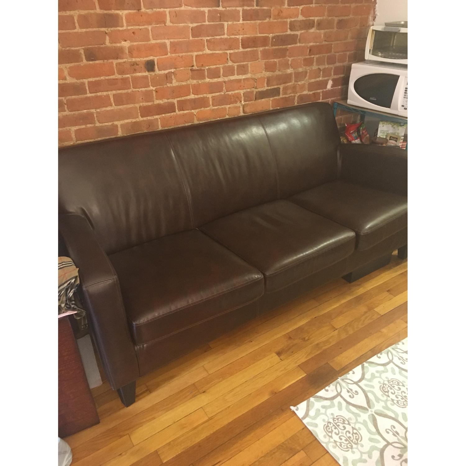 Ikea Jappling Faux Leather Sofa in Brown AptDeco