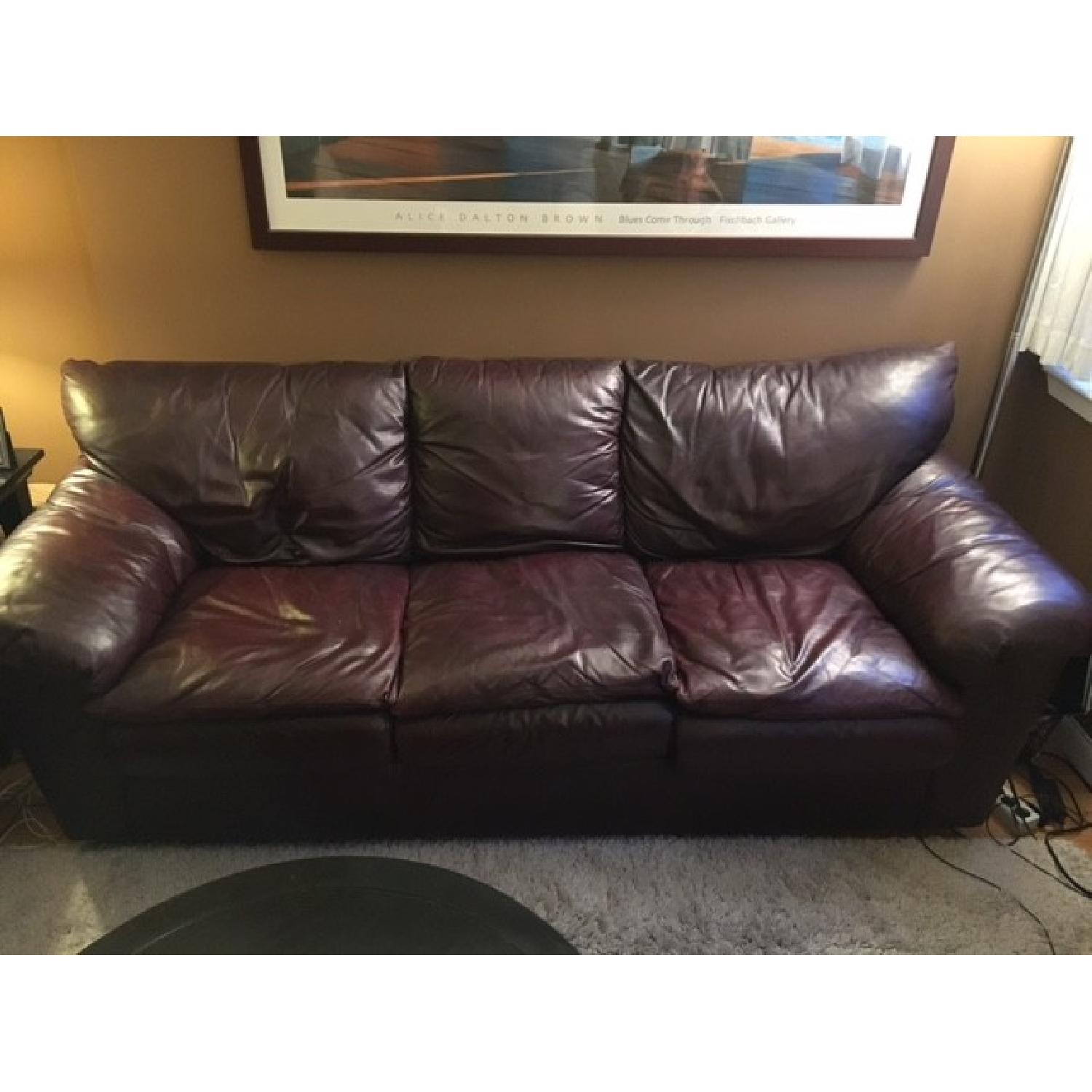 Large Chocolate Leather Sofa AptDeco