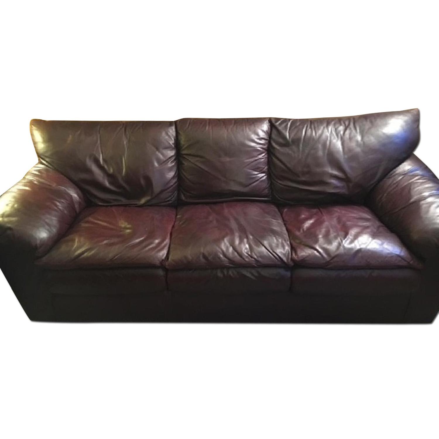 Large Chocolate Leather Sofa AptDeco