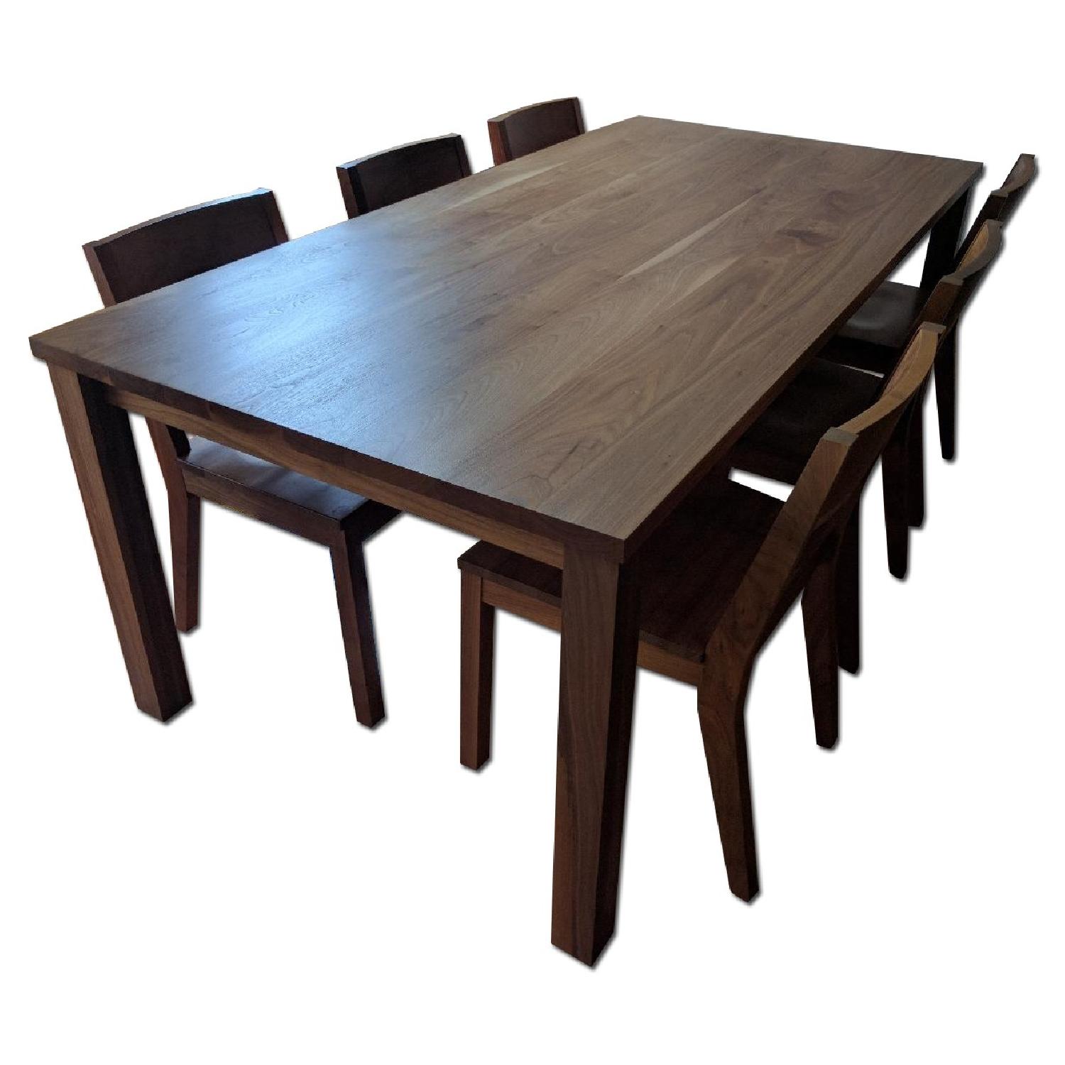 Room & Board Andover Walnut Dining Table w/ 6 Afton Chairs - AptDeco