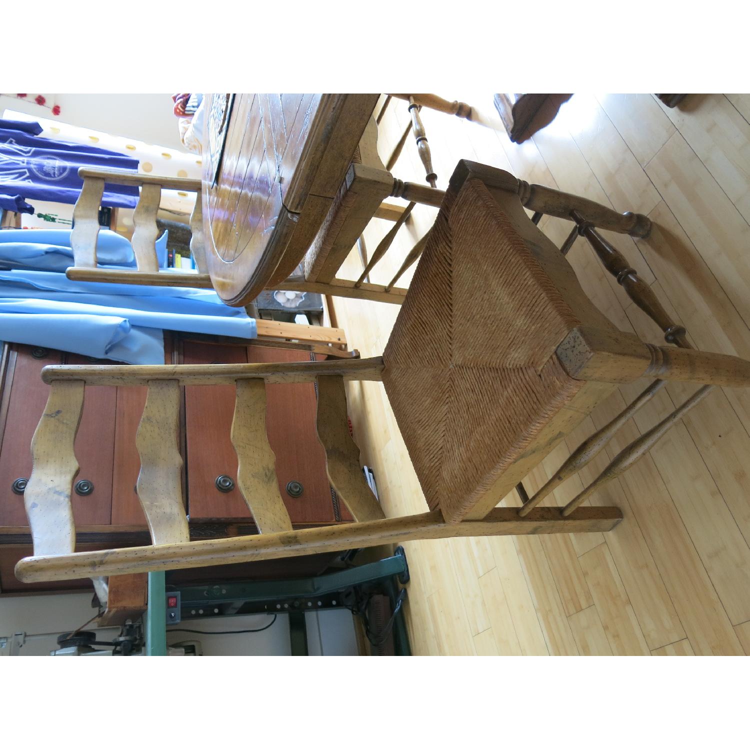 Solid Wood Round Dining Table w/ 6 Chairs - image-1