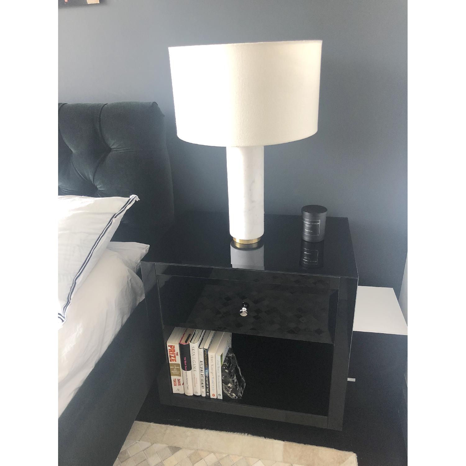 Worlds Away Farrah Black Glass Nightstands - image-3